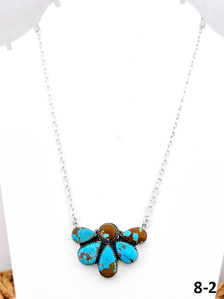 Southwest Handmade Number 8 Turquoise & Sterling Silver Necklace