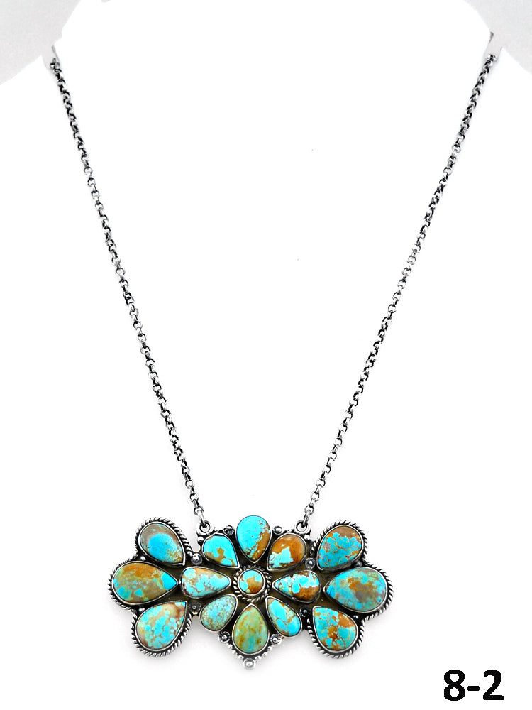 Southwest Handmade #8 Turquoise & Sterling Silver Necklace