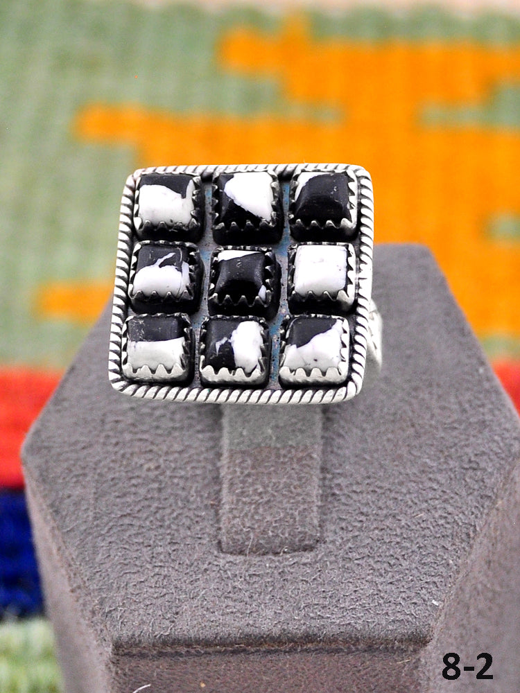Southwest Handmade White Buffalo & Sterling Silver Adjustable Ring