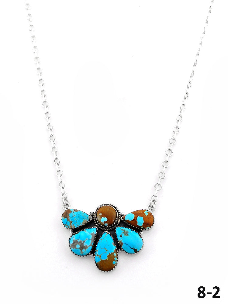 Southwest Handmade Number 8 Turquoise & Sterling Silver Necklace