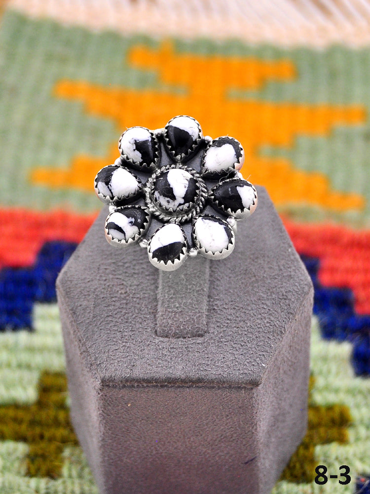 Southwest Handmade White Buffalo & Sterling Silver Adjustable Ring