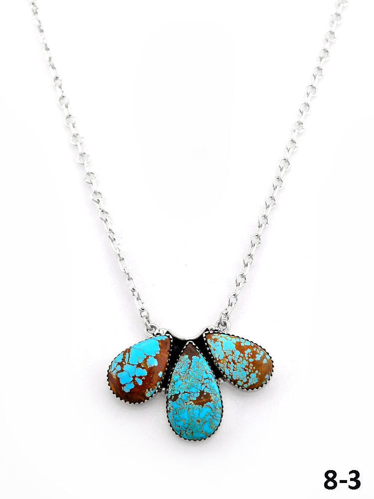 Southwest Handmade Number 8 Turquoise  & Sterling Silver Necklace