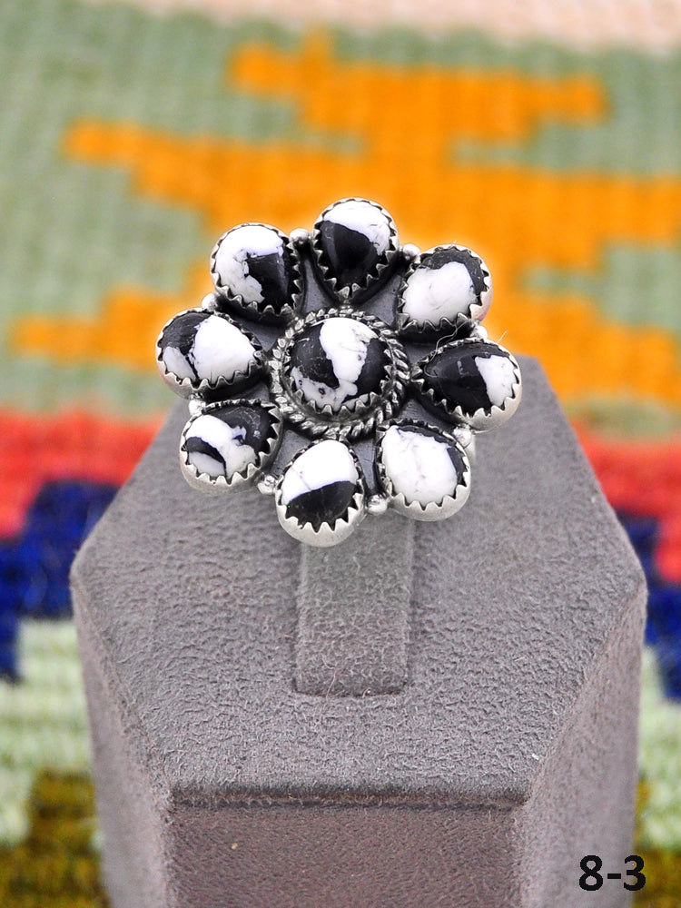 Southwest Handmade White Buffalo & Sterling Silver Adjustable Ring