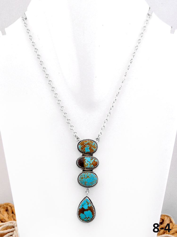 Southwest Handmade Number 8 Turquoise & Sterling Silver Necklace