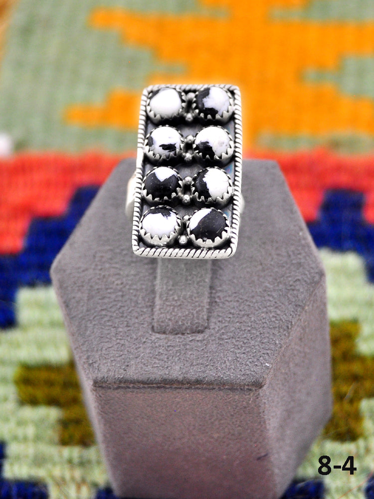 Southwest Handmade White Buffalo & Sterling Silver Adjustable Ring