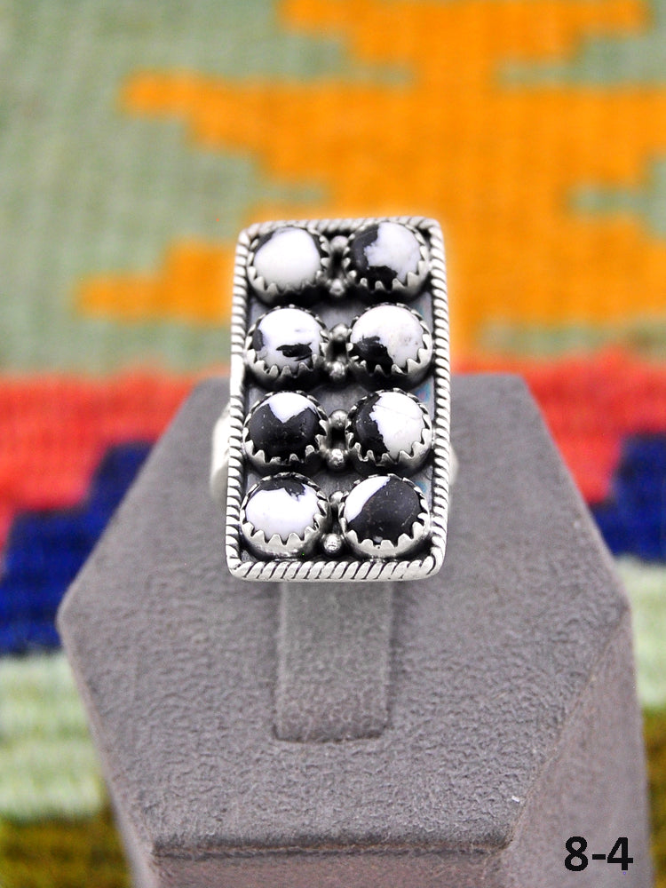 Southwest Handmade White Buffalo & Sterling Silver Adjustable Ring
