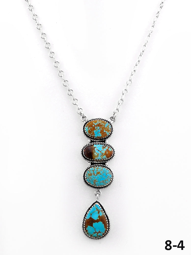 Southwest Handmade Number 8 Turquoise & Sterling Silver Necklace