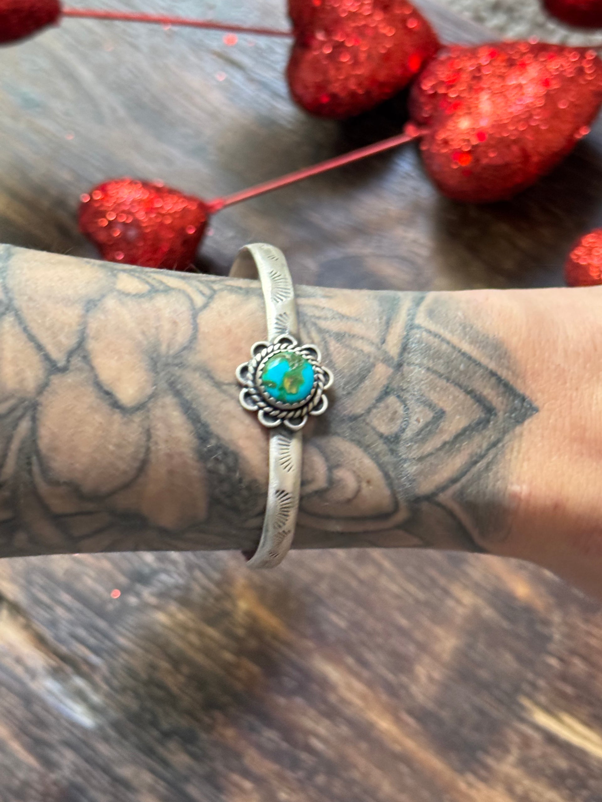 Southwest Sonoran Mountain Turquoise & Sterling Silver Cuff Bracelet