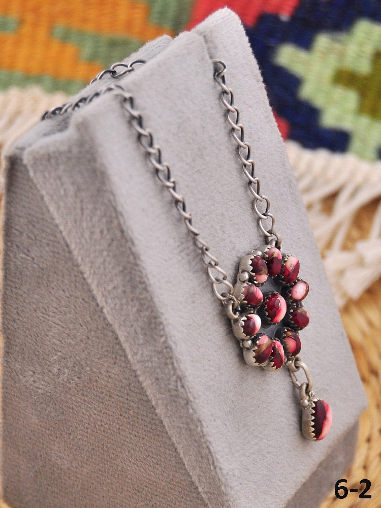 Southwest Made Rose Dahlia & Sterling Silver Necklace