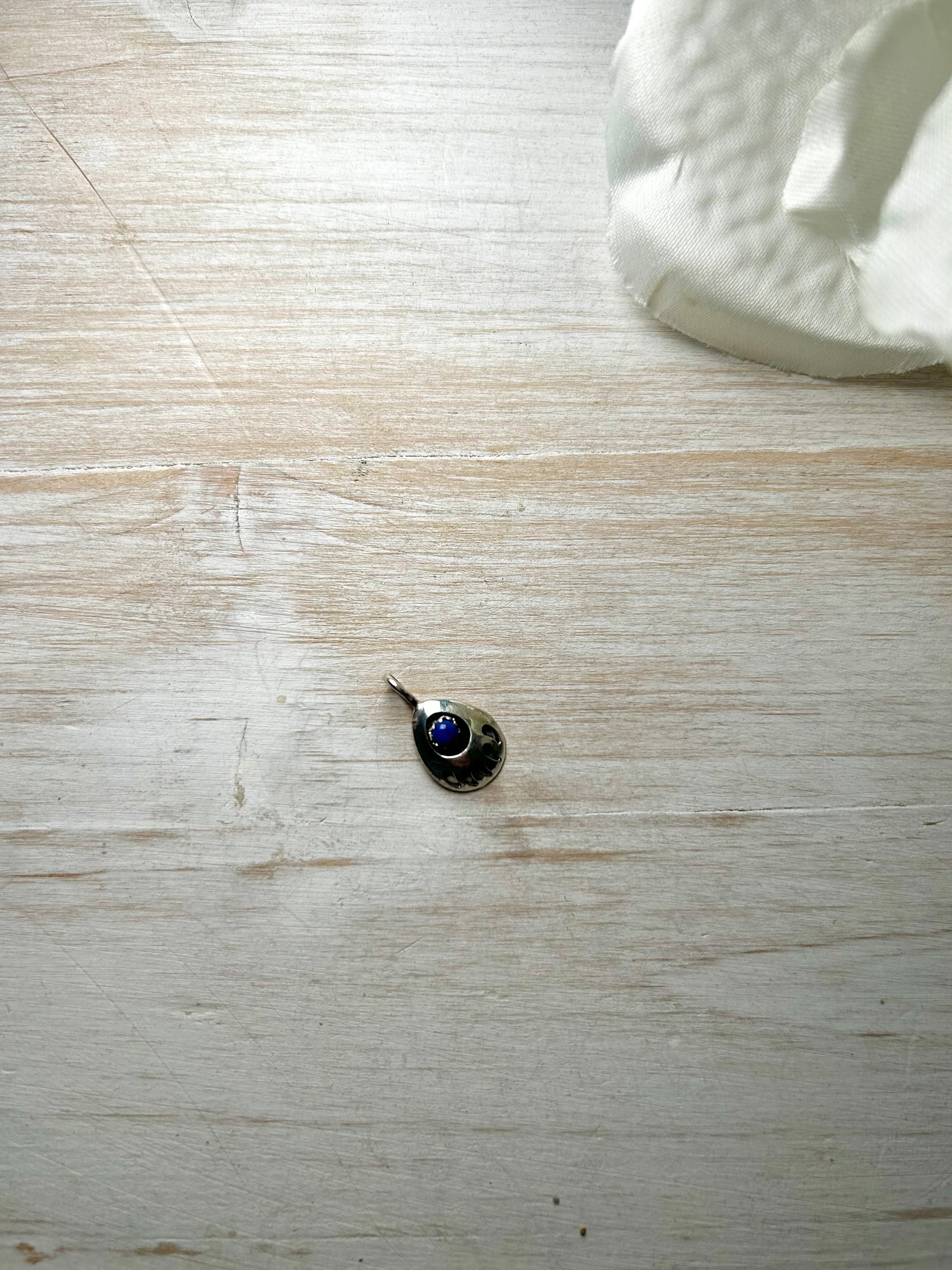 Navajo Made Lapis & Sterling Silver Pendant