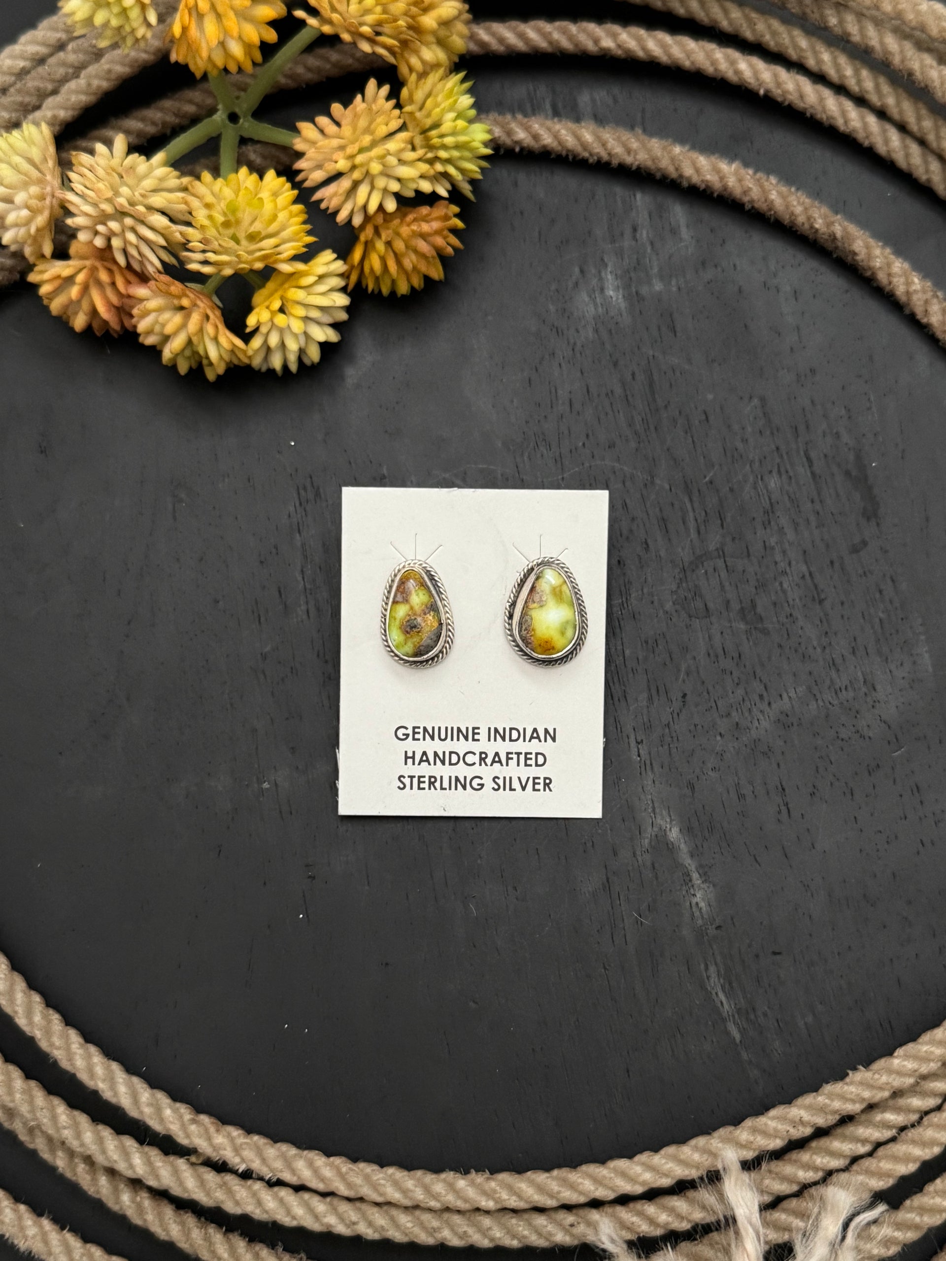 Lorenzo Juan Palomino Variscite & Sterling Silver Post Earrings
