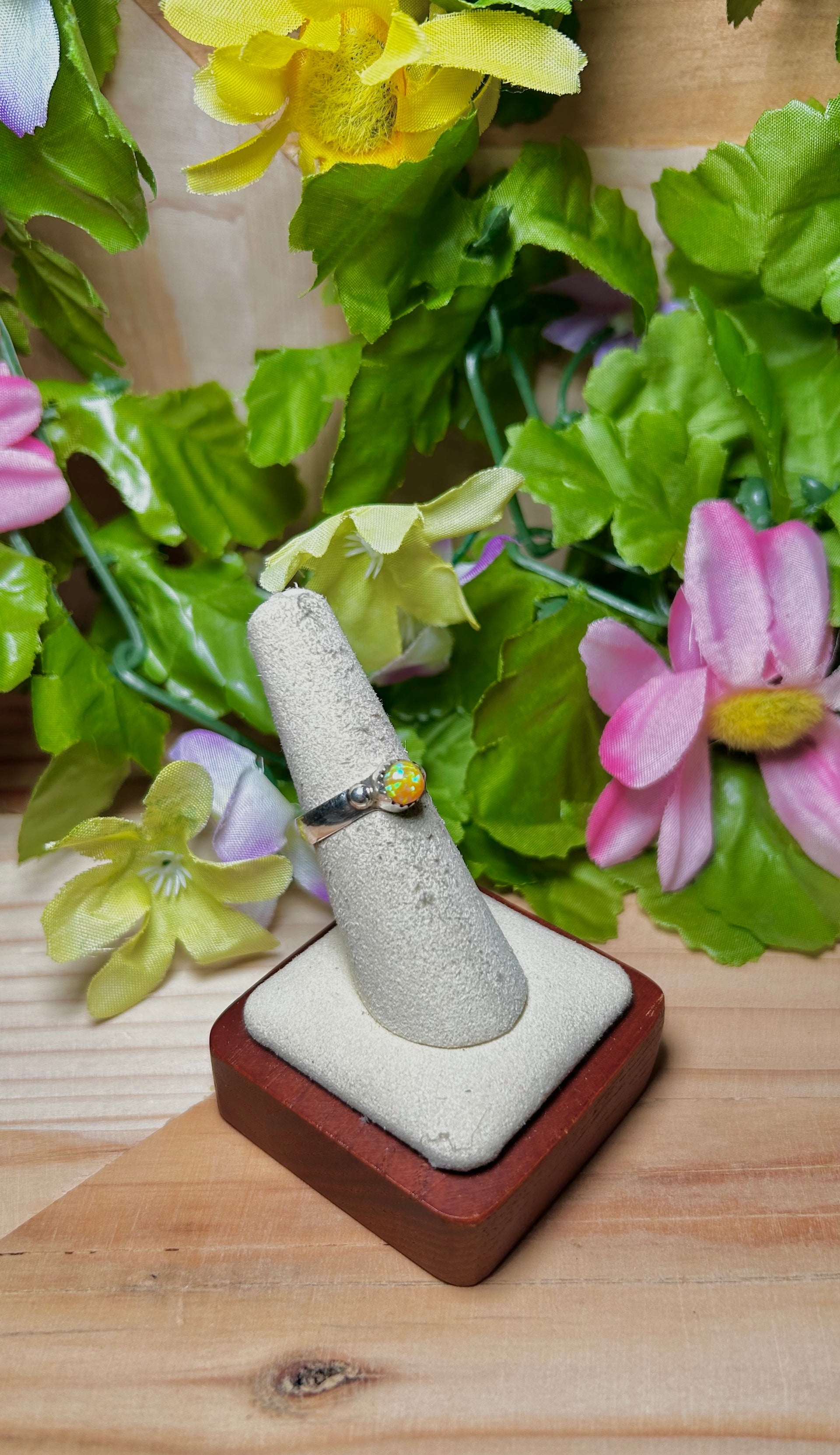 Navajo Made Opal  & Sterling Silver Ring Size 6.5