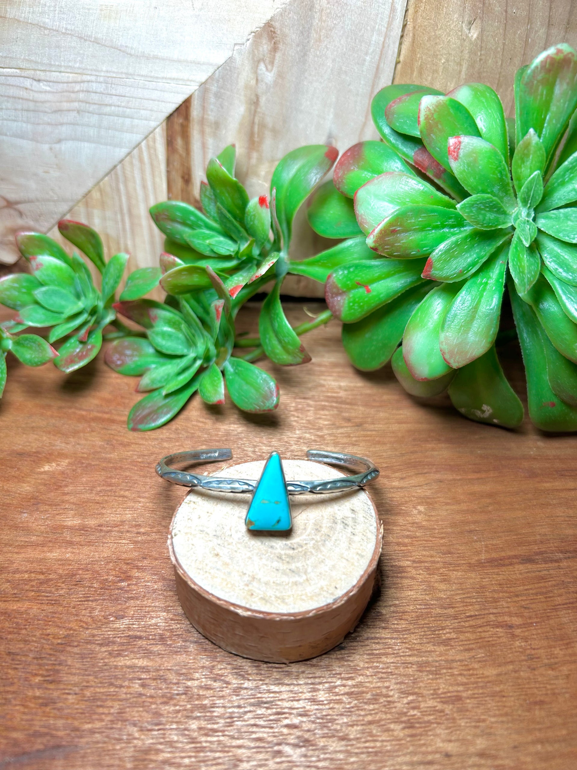 Navajo Made Kingman Turquoise & Sterling Silver Cuff Bracelet