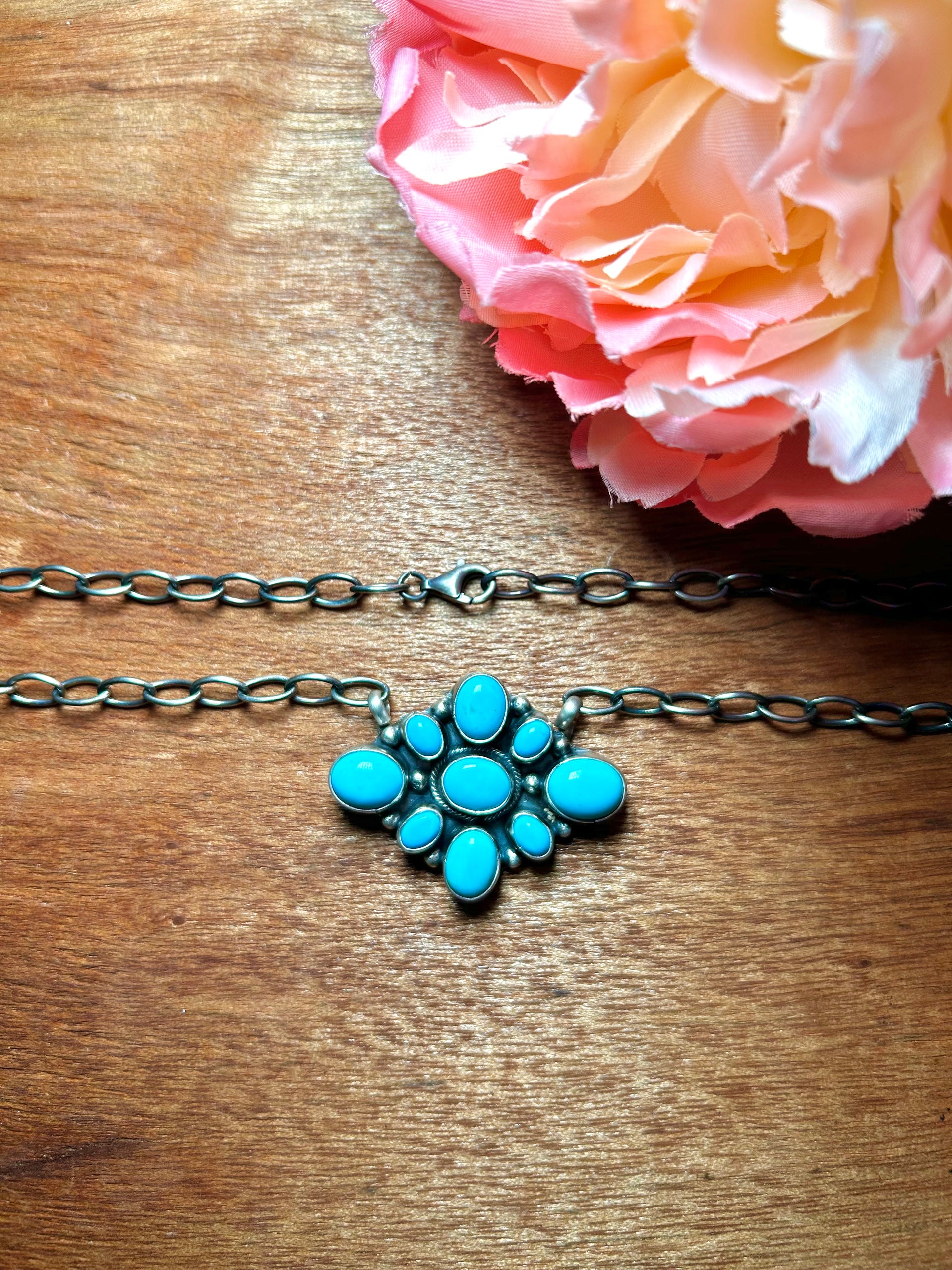 Sheila Becenti Kingman Turquoise & Sterling Sliver Necklace