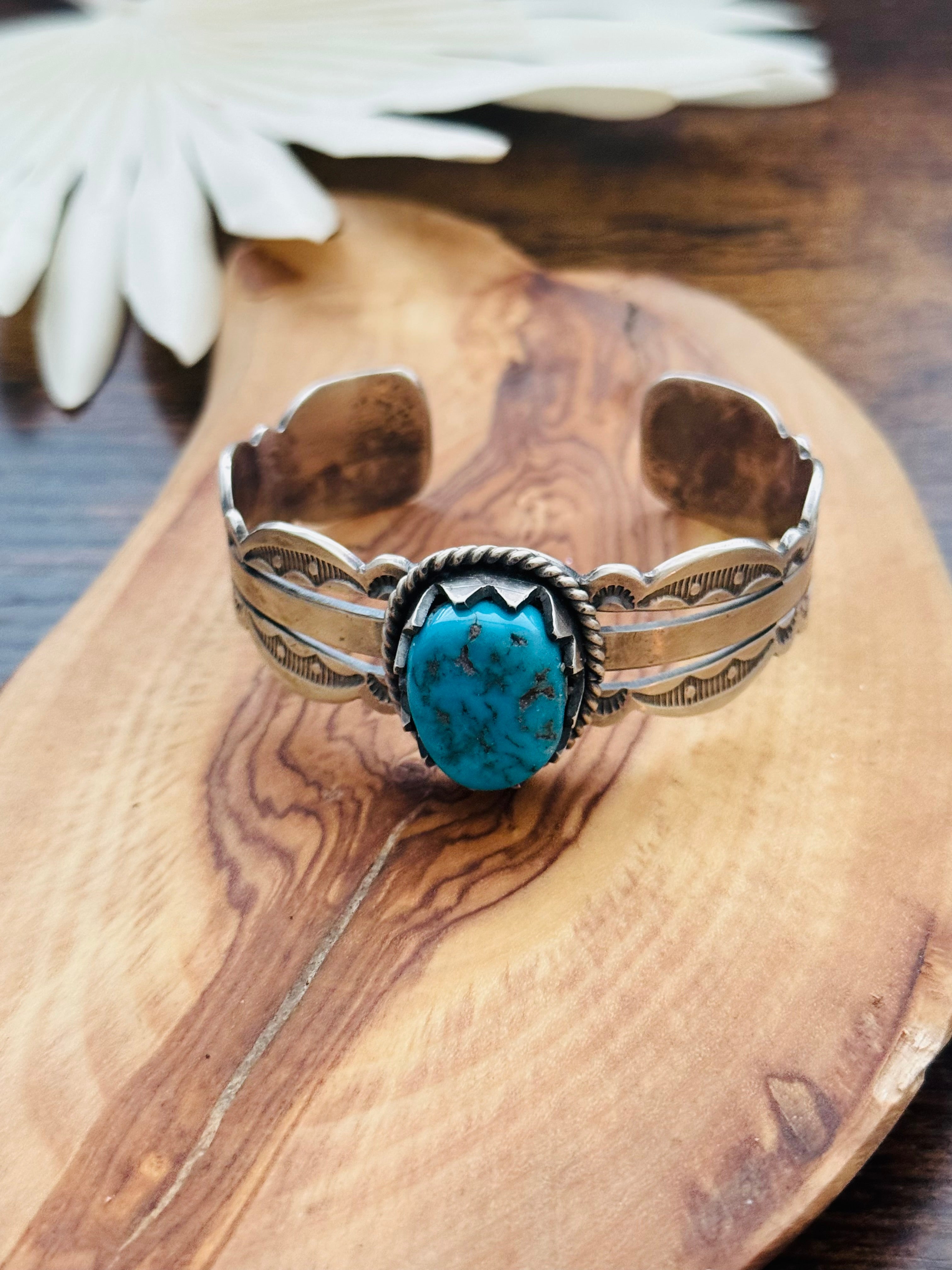 Eugene Belone Kingman Nugget Turquoise & Sterling Silver Cuff Bracelet