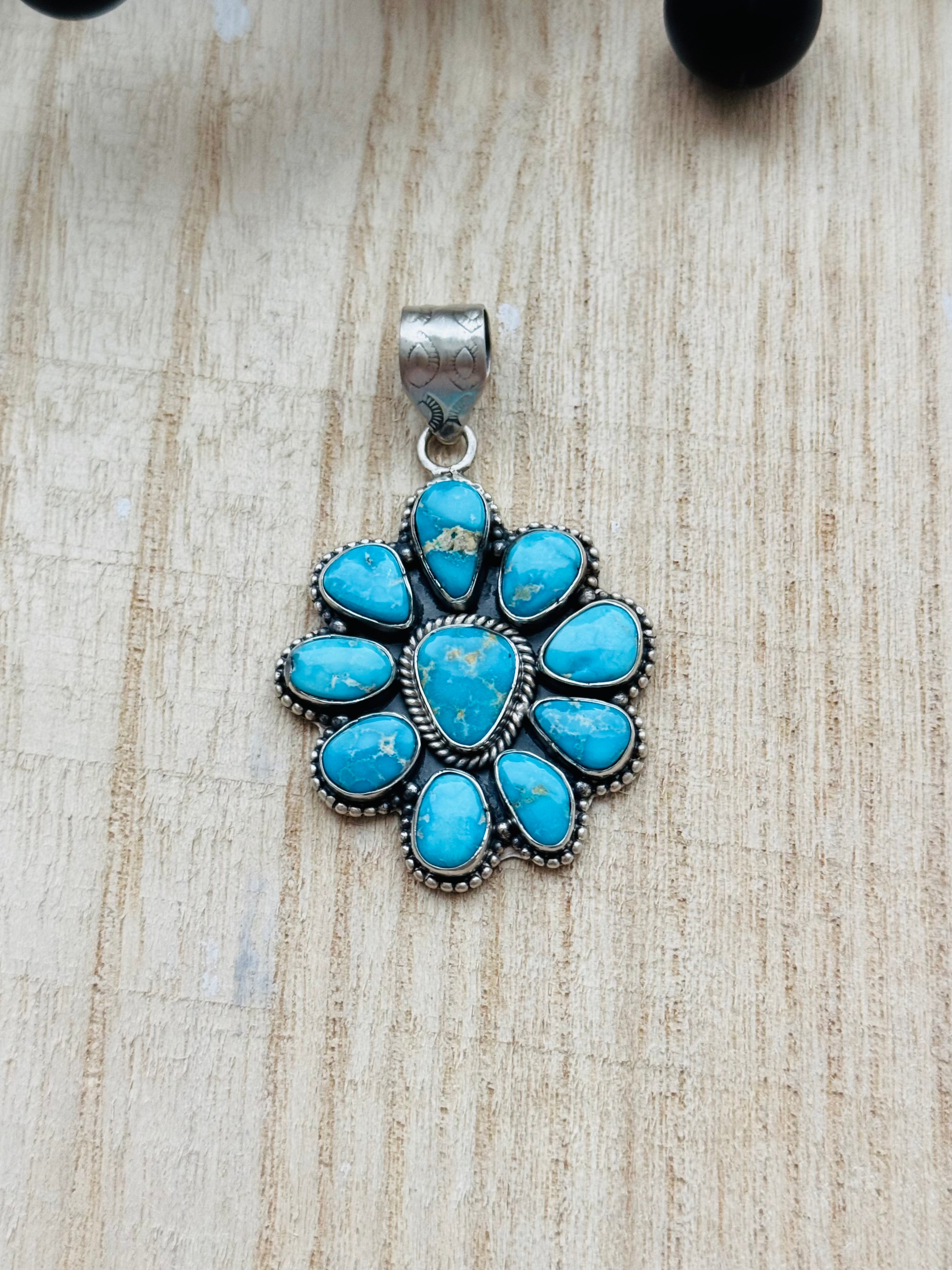 Southwest Handmade Valley Blue Turquoise & Sterling Silver Pendant