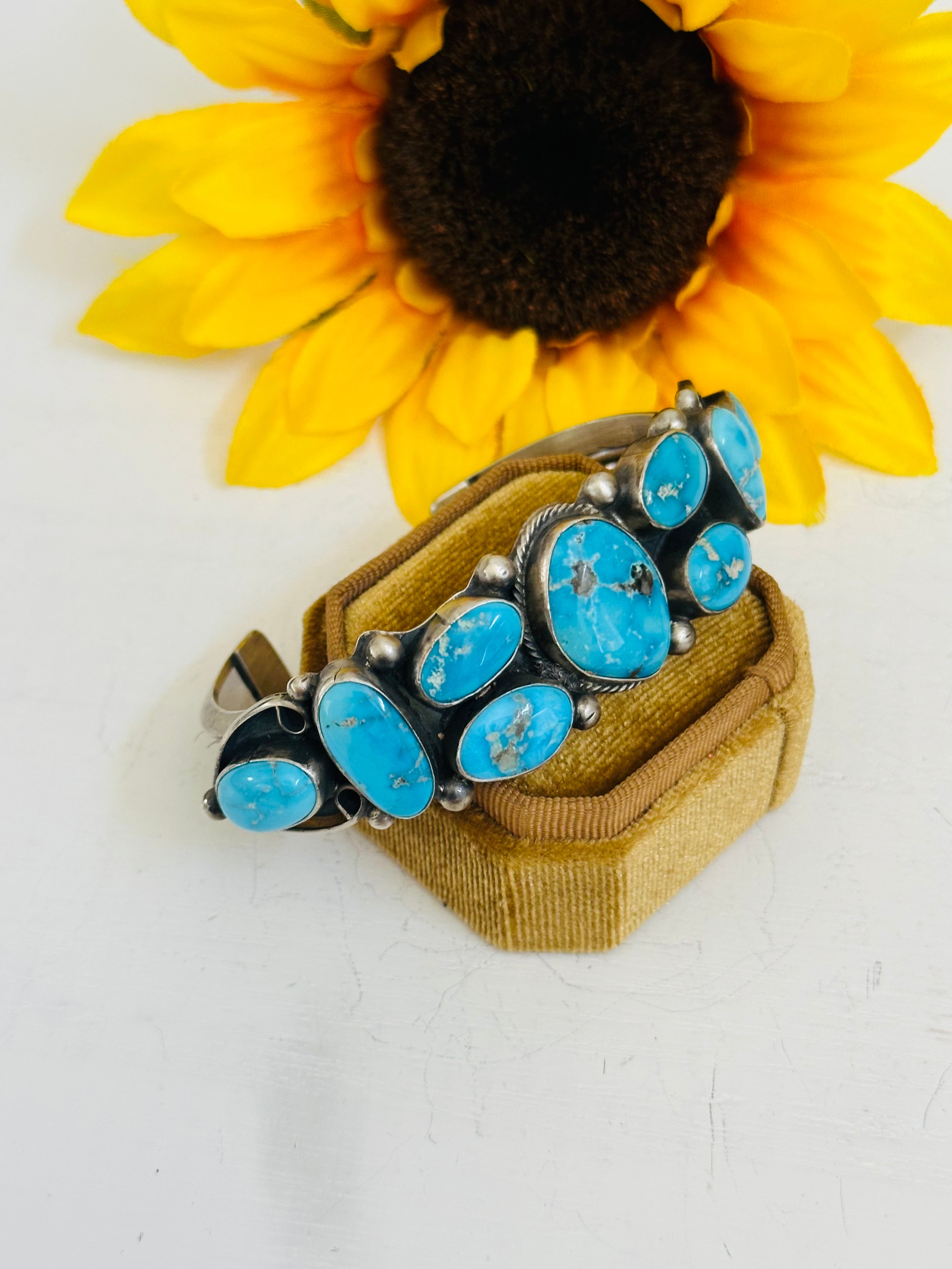 Navajo Natural Valley Blue Turquoise & Sterling Silver Cuff Bracelet