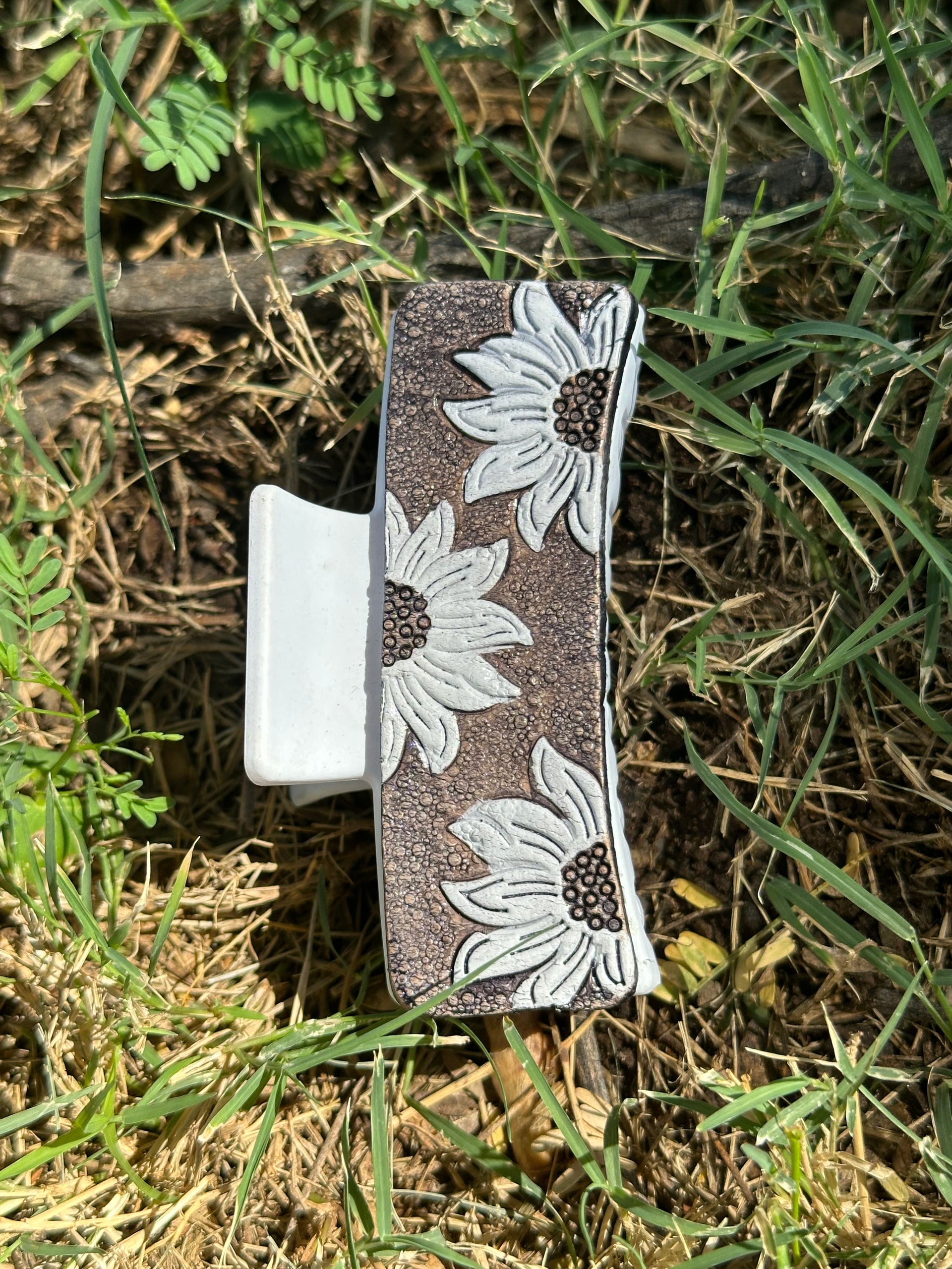 Genuine Tooled Leather Hair Clip