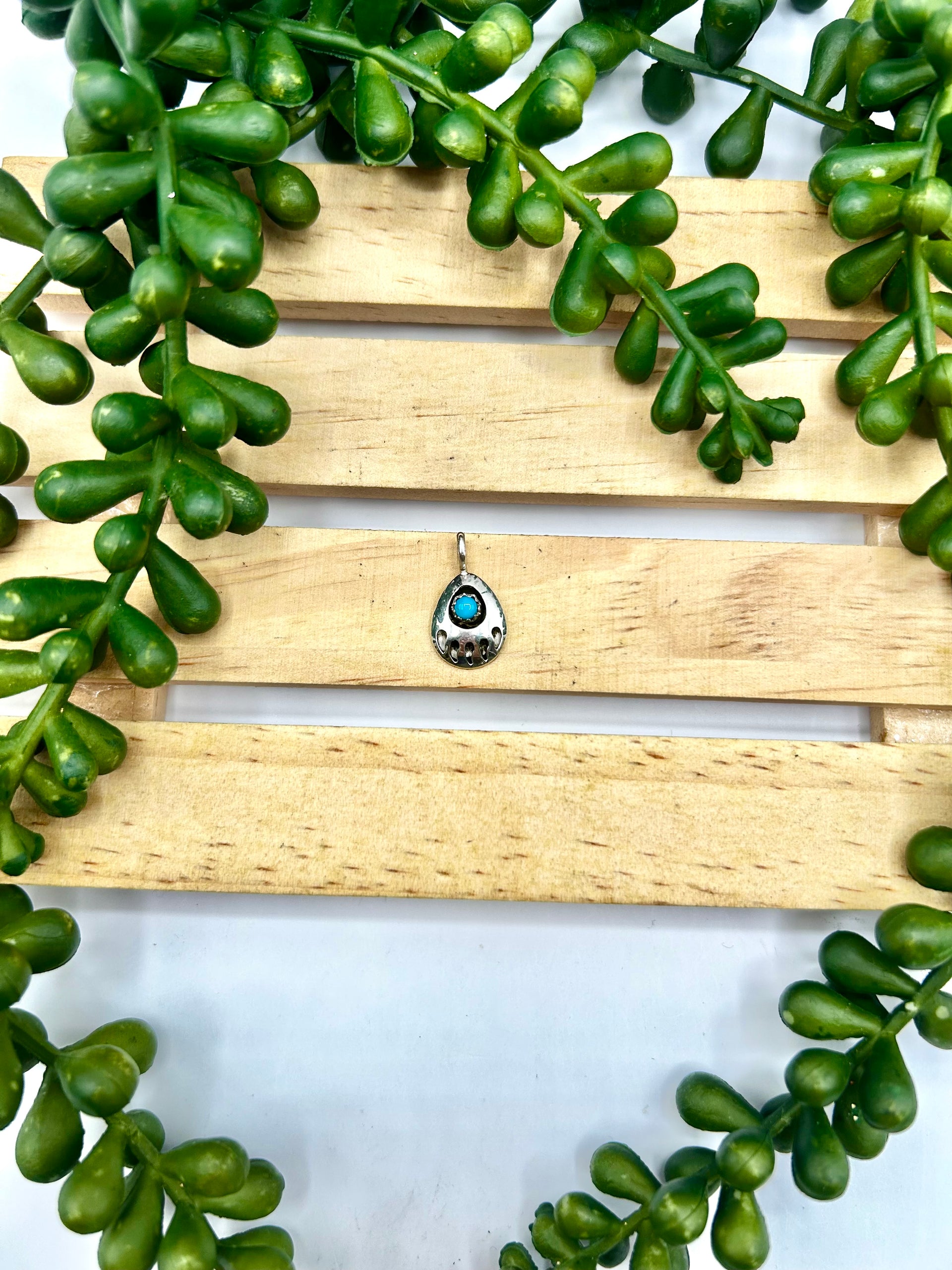 Navajo Made Kingman Turquoise & Sterling Silver Pendant