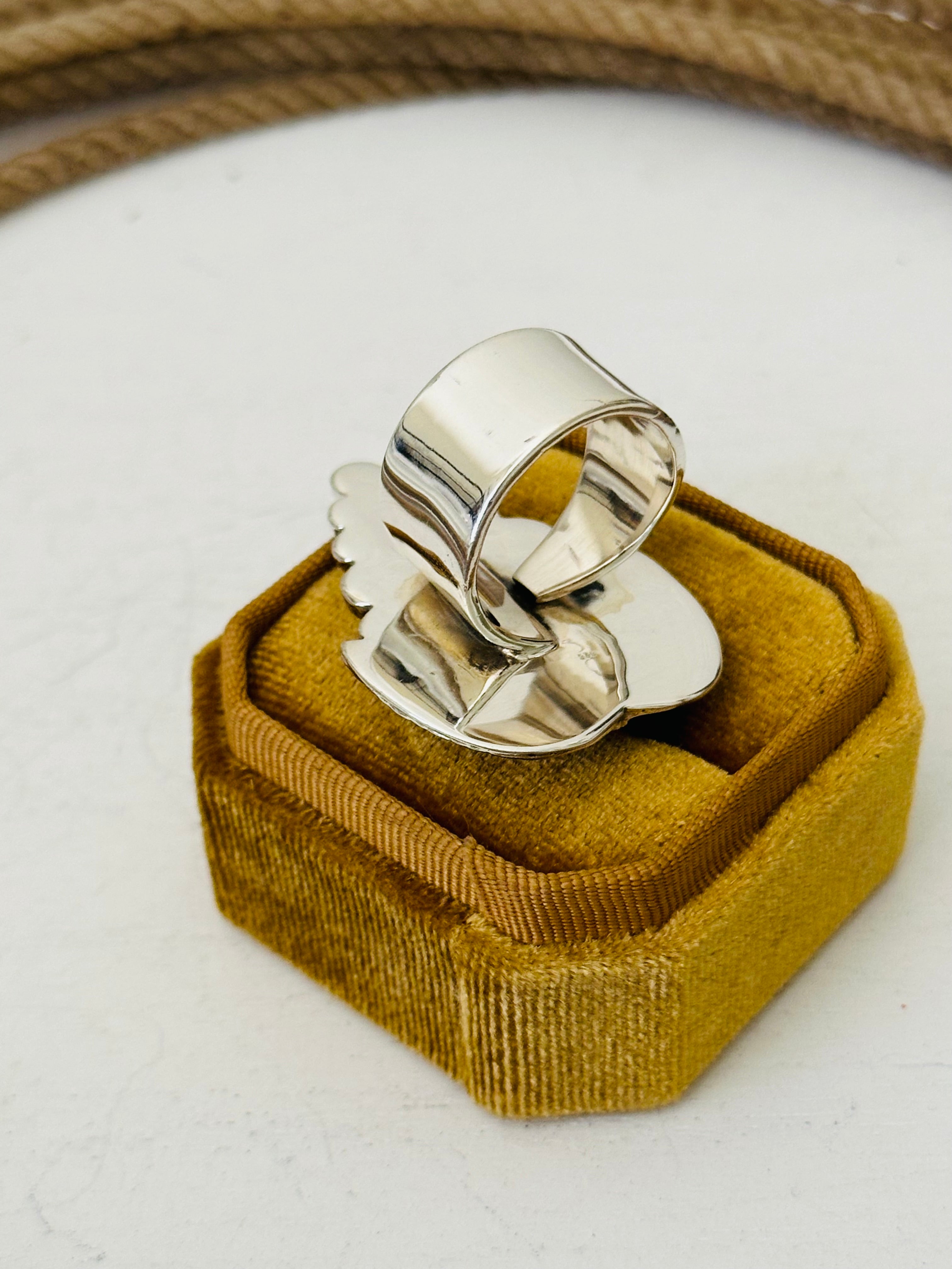 Southwest Handmade White Buffalo & Sterling Silver Adjustable Ring