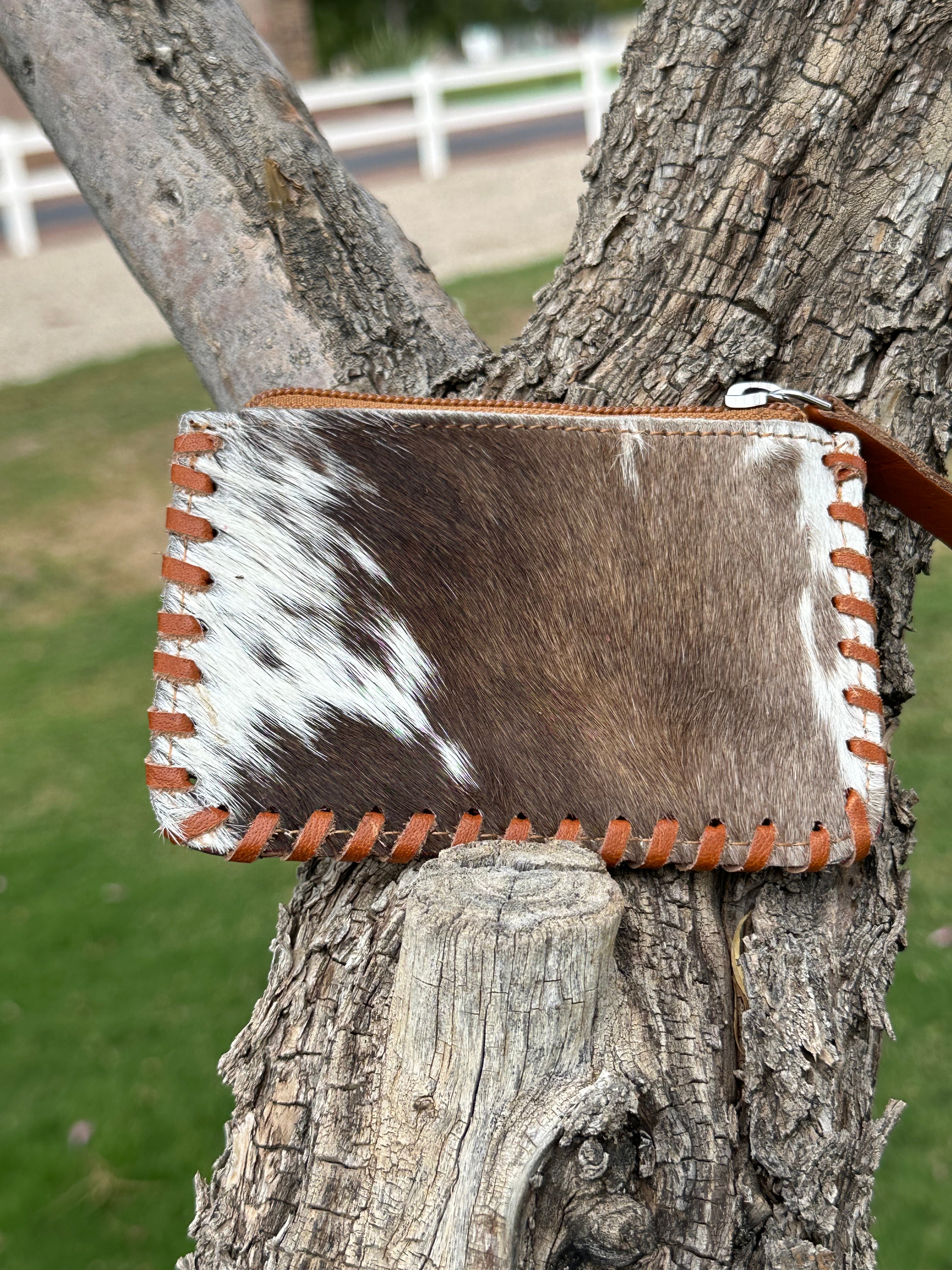 Genuine Tooled Leather Cowhide Coin Bag