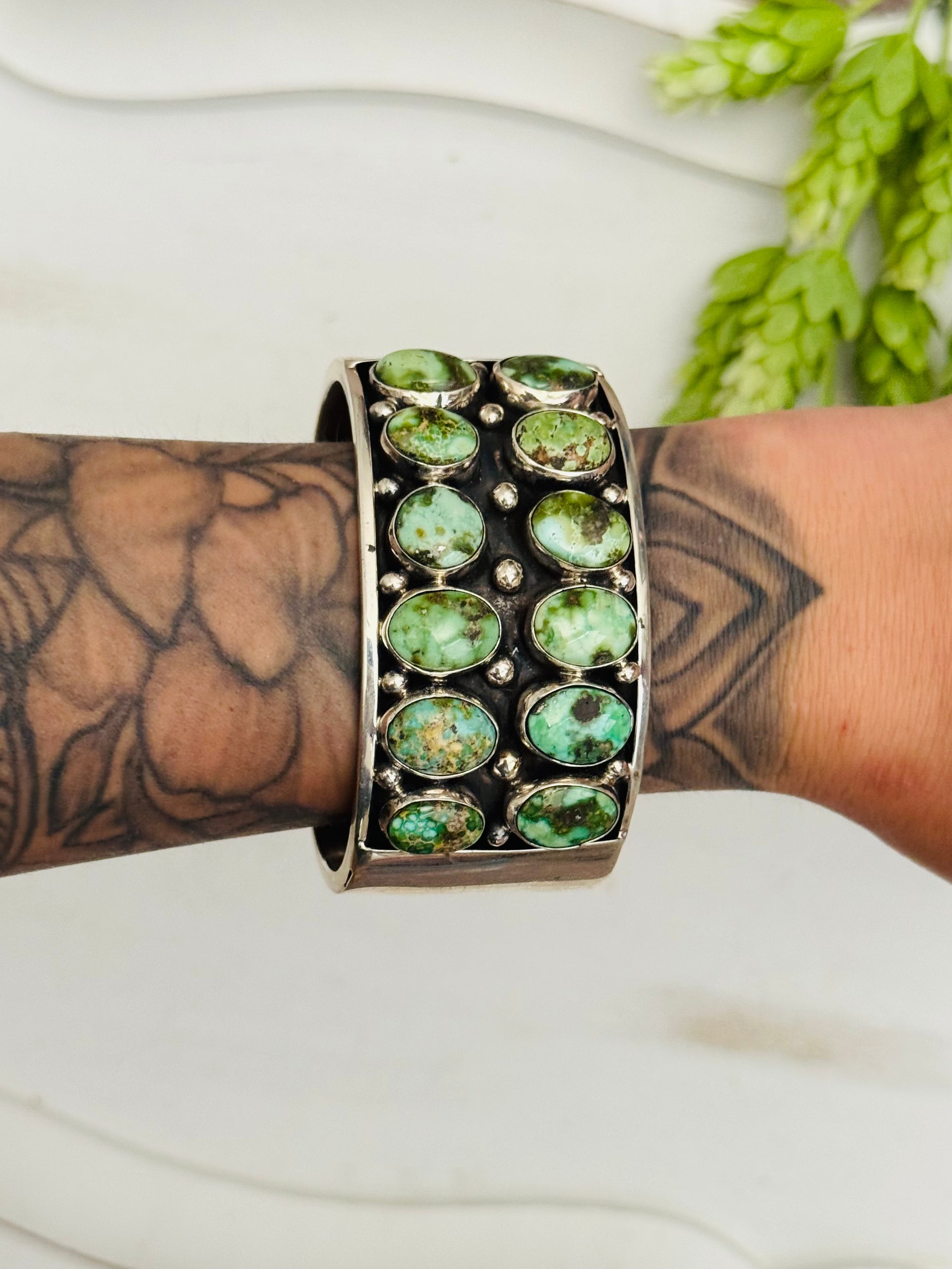 Bobby Johnson Sonoran Gold Turquoise & Sterling Silver Cuff Bracelet