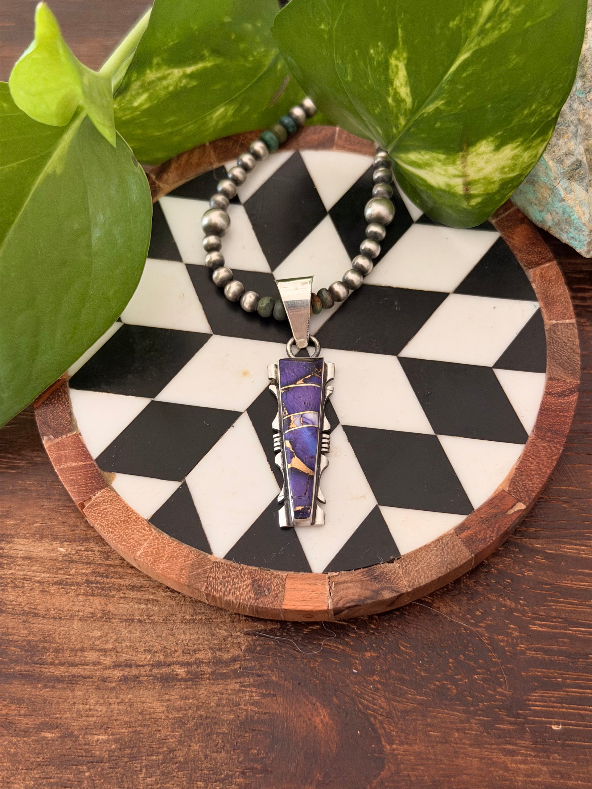 Steve Francisco Purple Mohave Turquoise & Sterling Silver Inlay Pendant