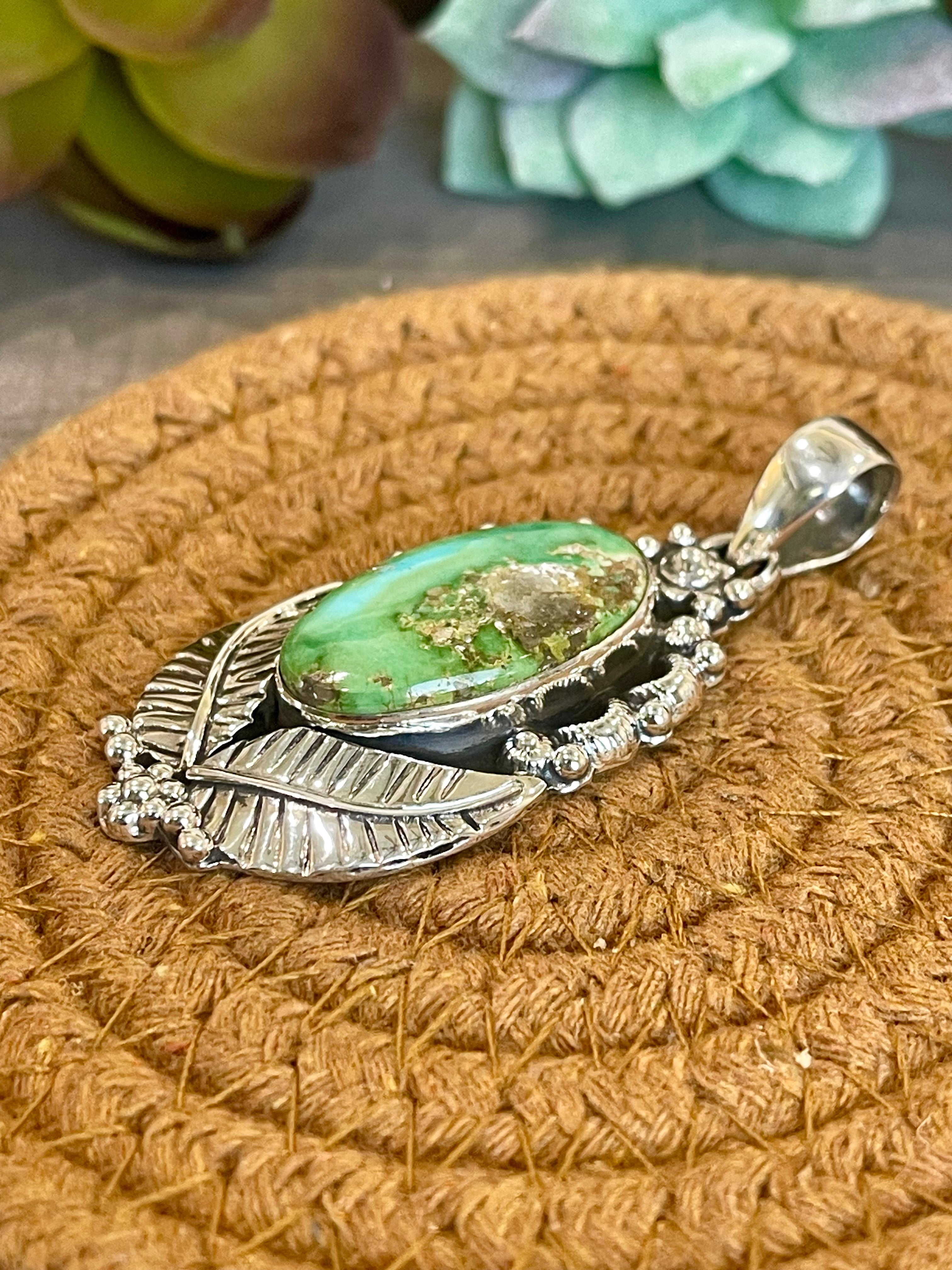 Southwest Handmade Sonoran Mountain Turquoise & Sterling Silver Pendant