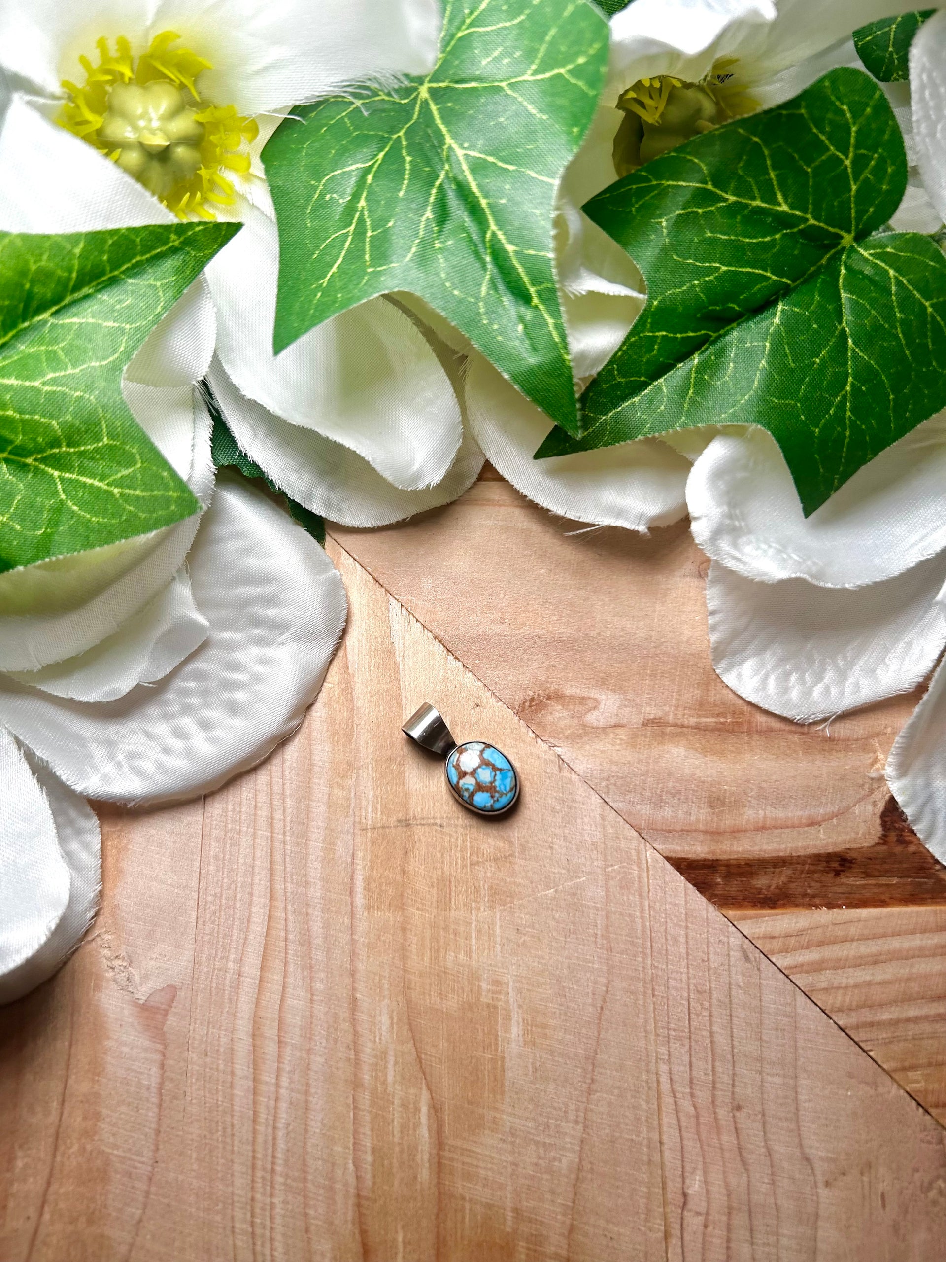 Navajo Made Golden Hill Turquoise & Sterling Silver Pendant