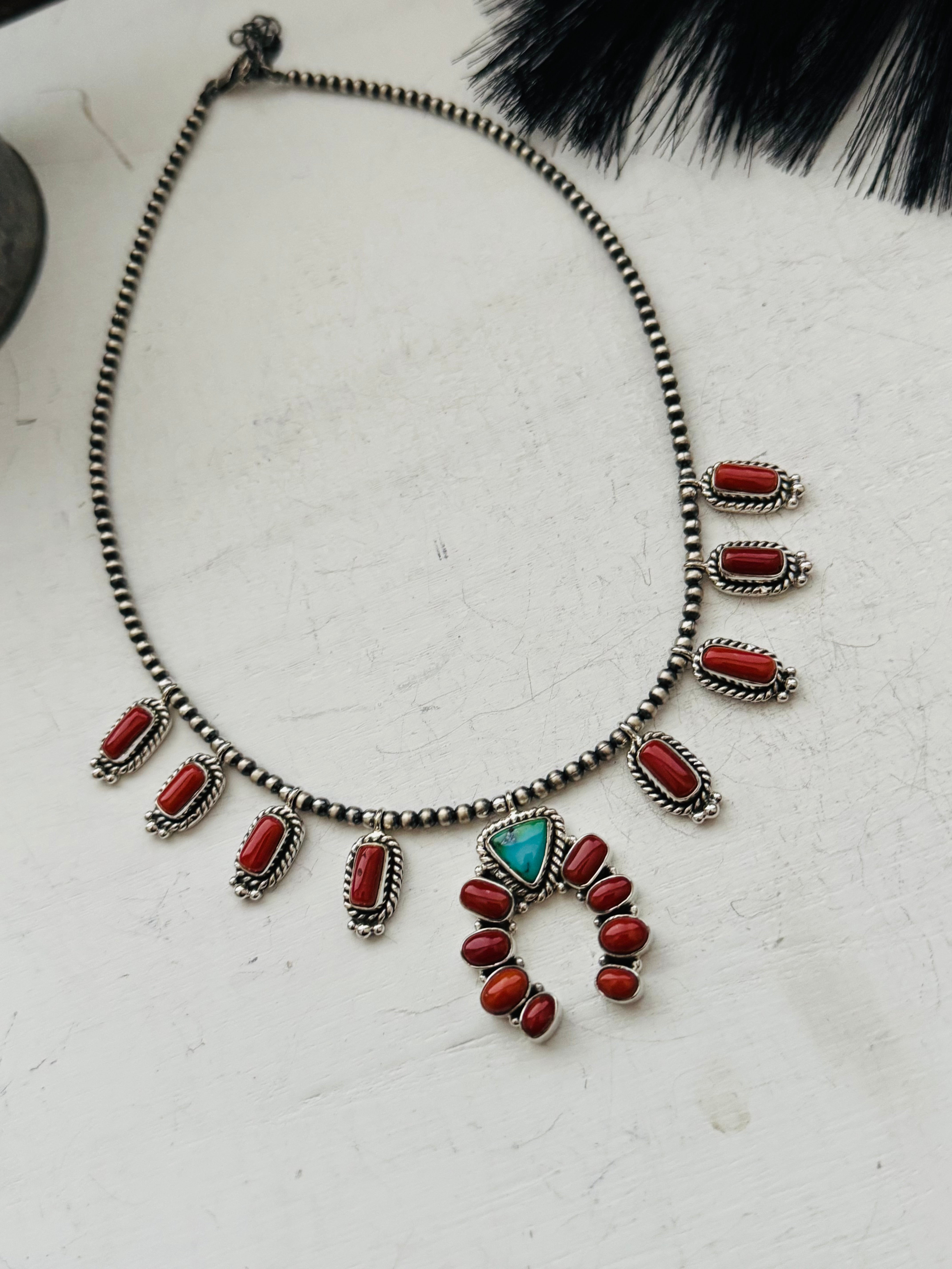 Southwest Handmade Multi Stone & Sterling Silver Naja Necklace