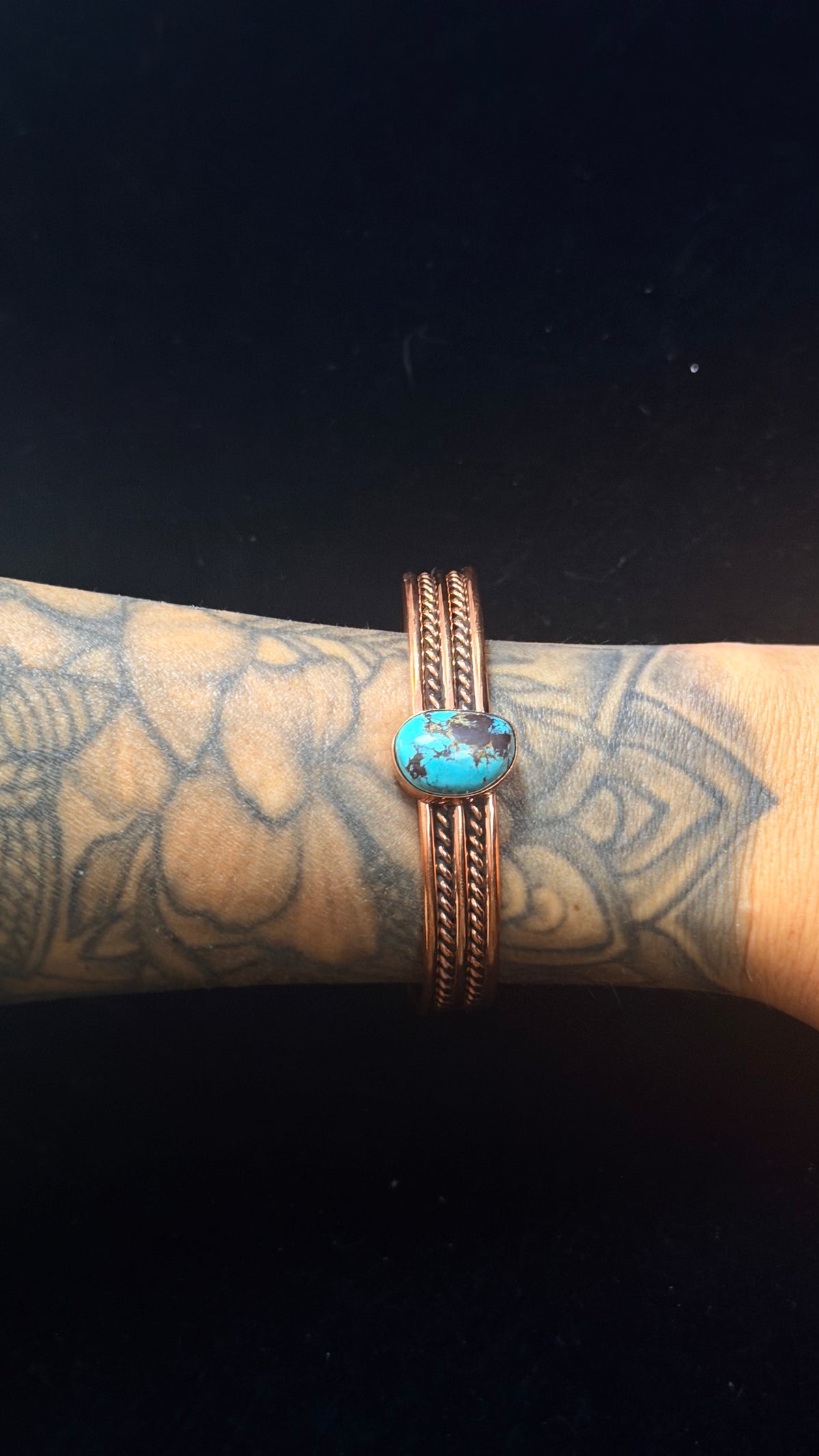 Navajo Made Kingman Turquoise & Copper Cuff Bracelet