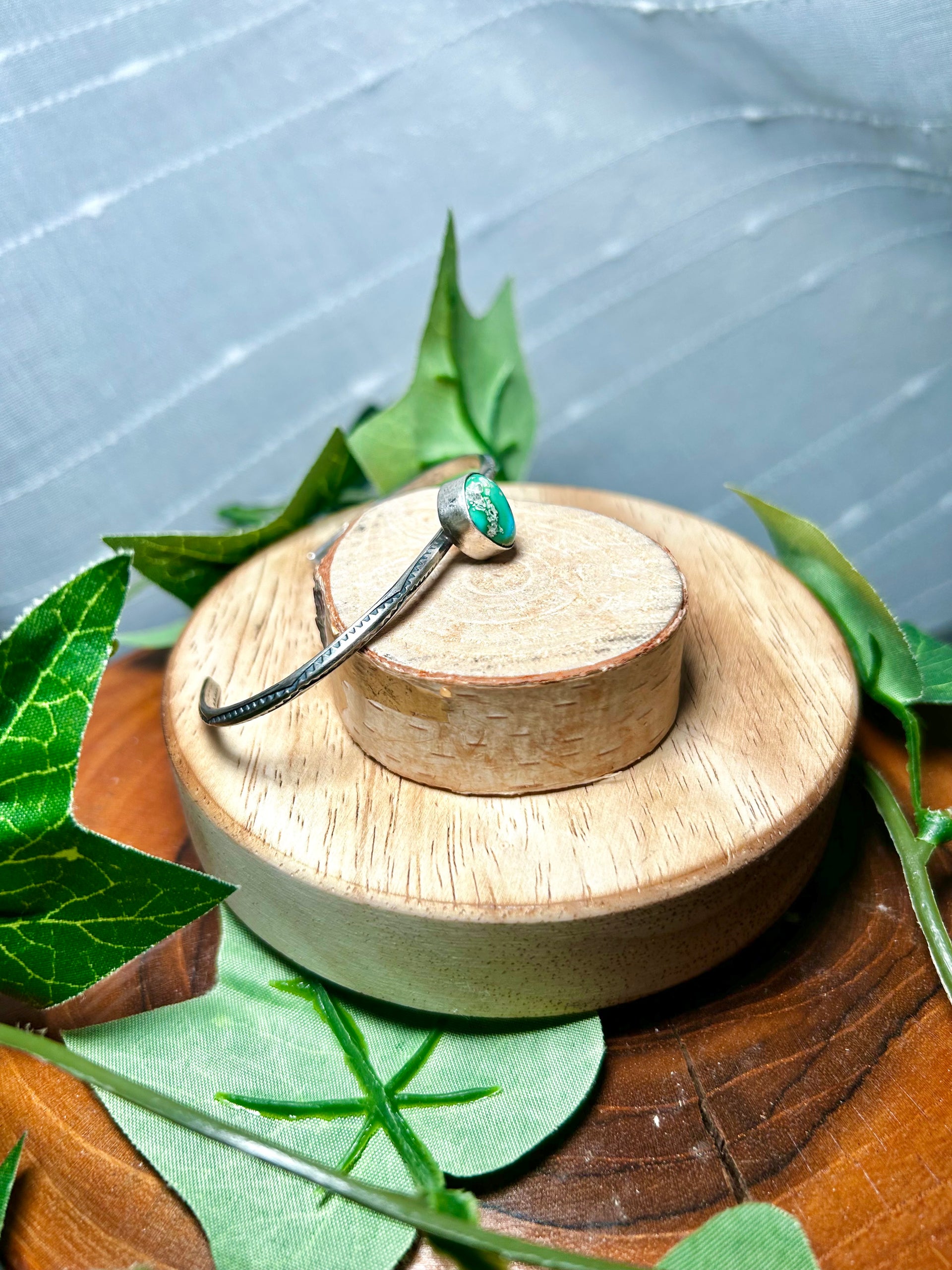 Navajo Made Sonoran Mountain Turquoise & Sterling Silver Cuff Bracelet