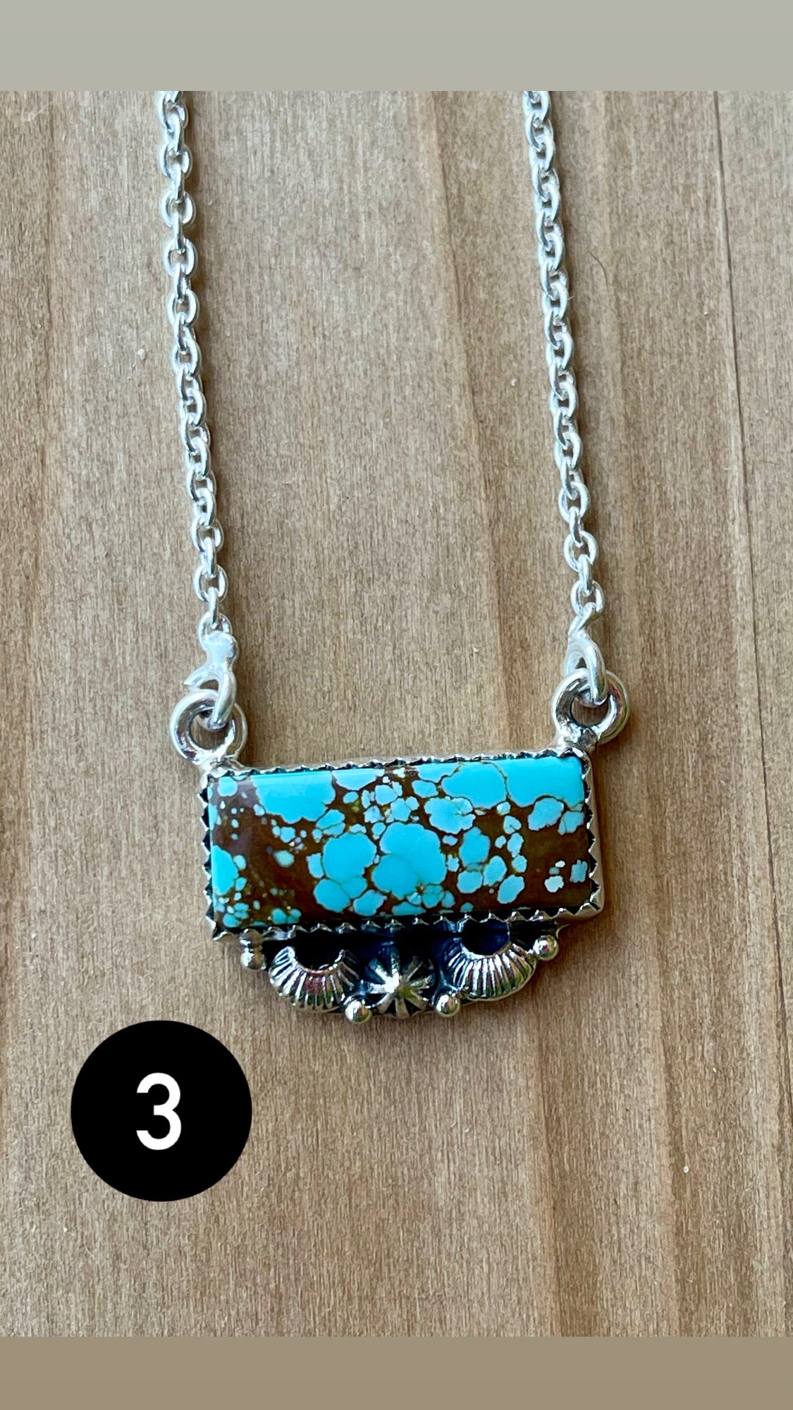 Southwest Handmade Number 8 Turquoise & Sterling Silver Bar Necklace