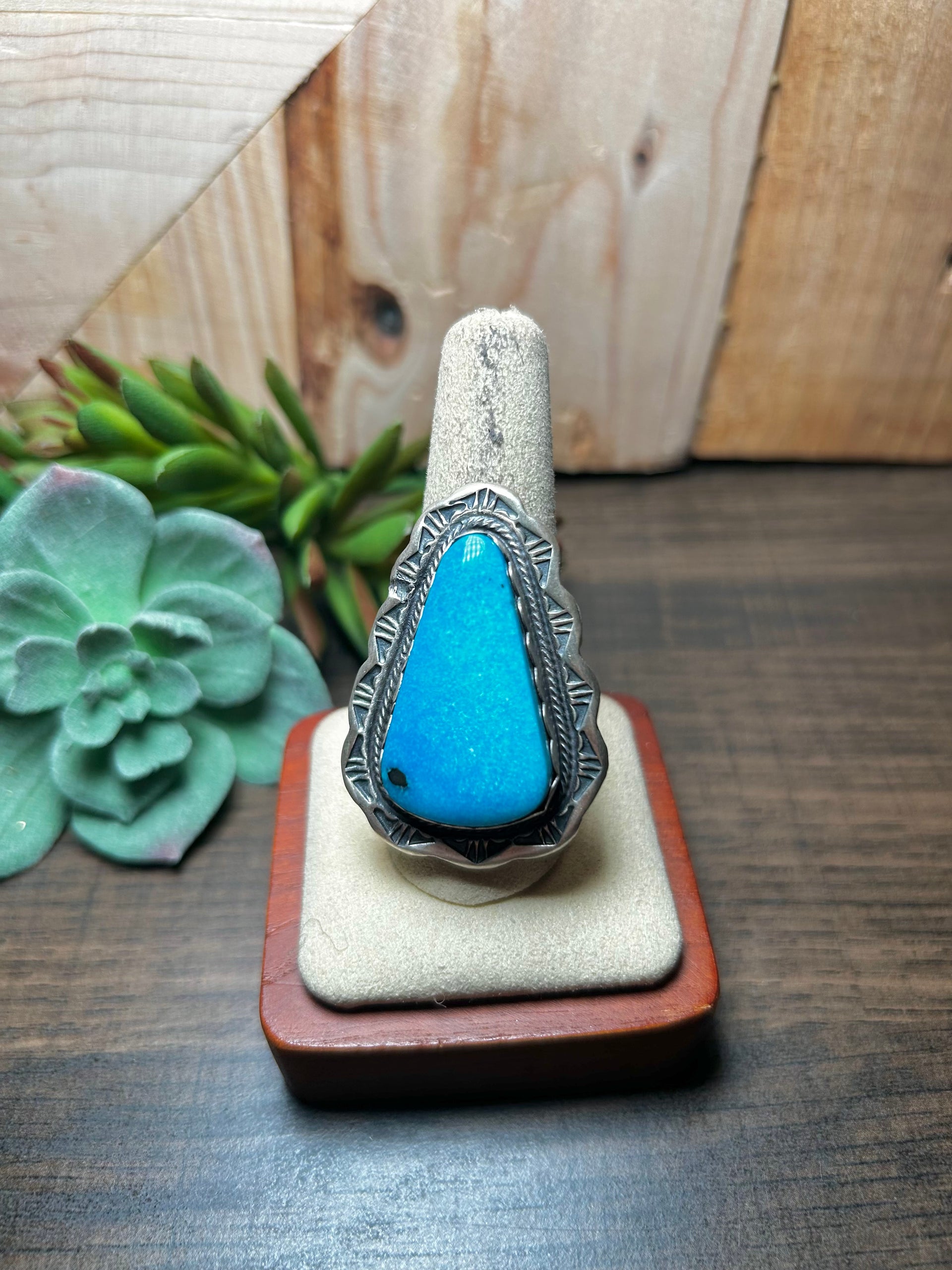 Thomas Francisco Blue Green Turquoise& Sterling Silver Adjustable Ring