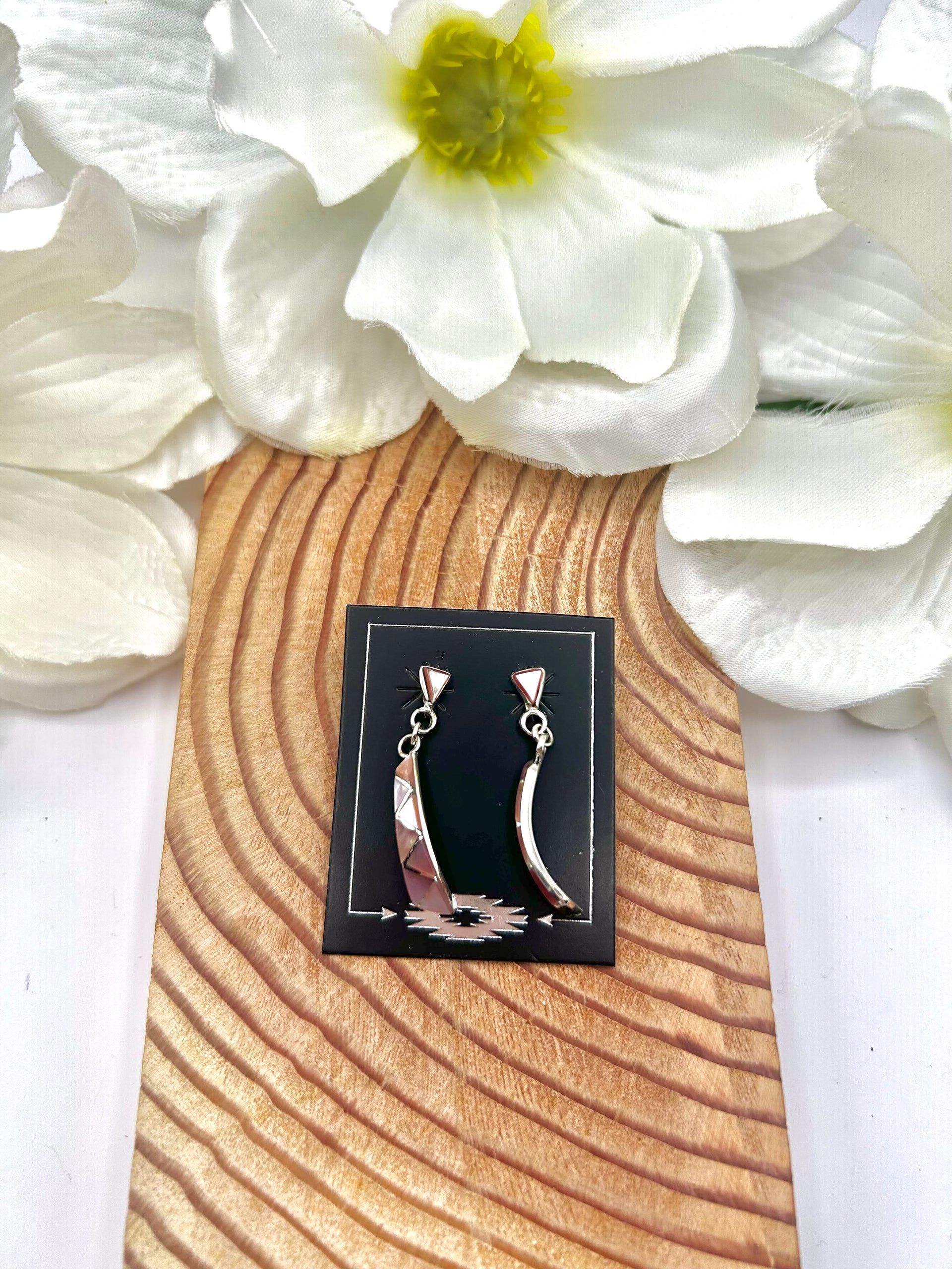 Zuni Made Mother of Pearl & Sterling Silver Post  Earrings