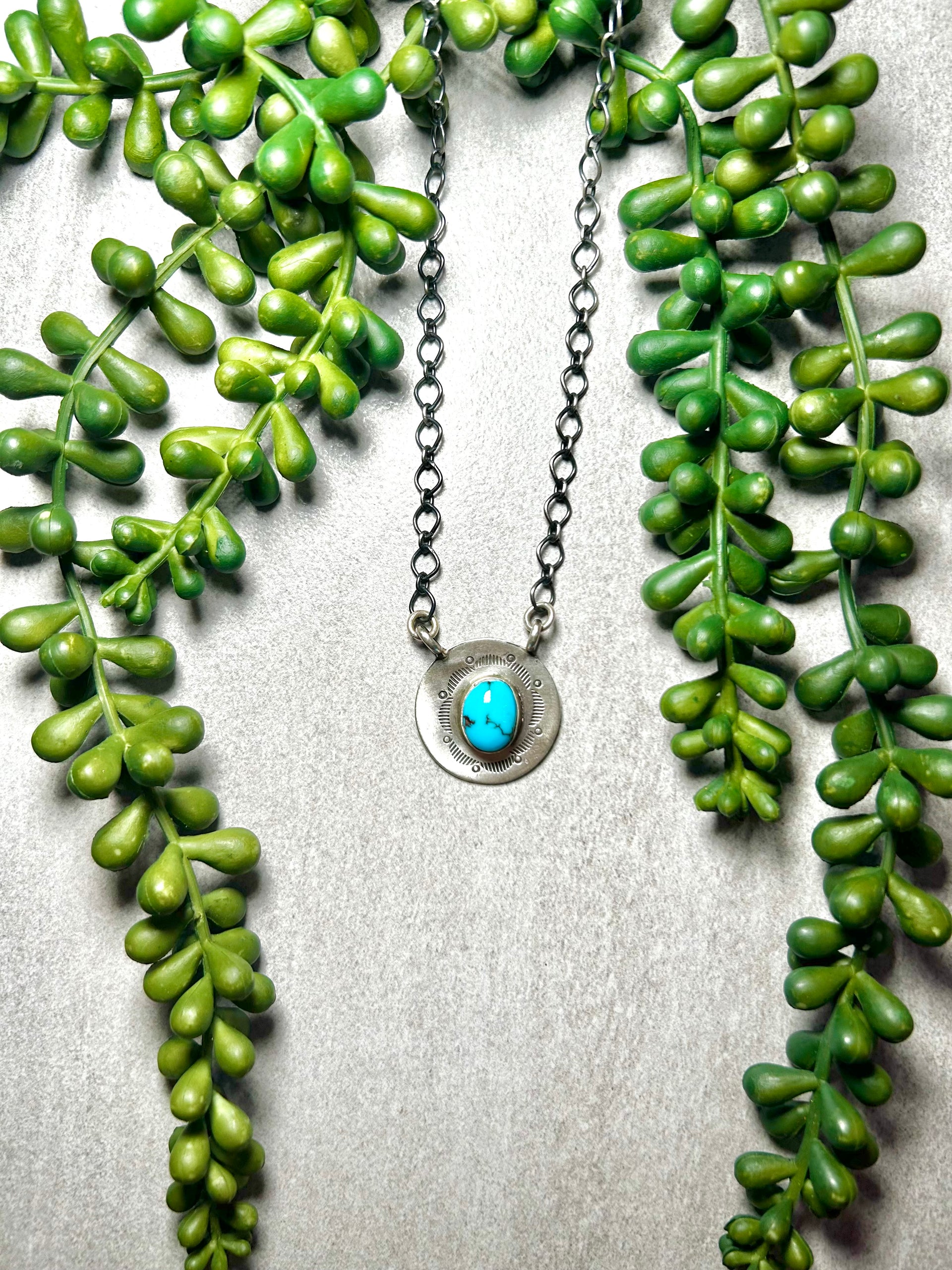 Navajo Made Egyptian Turquoise & Sterling Silver Necklace