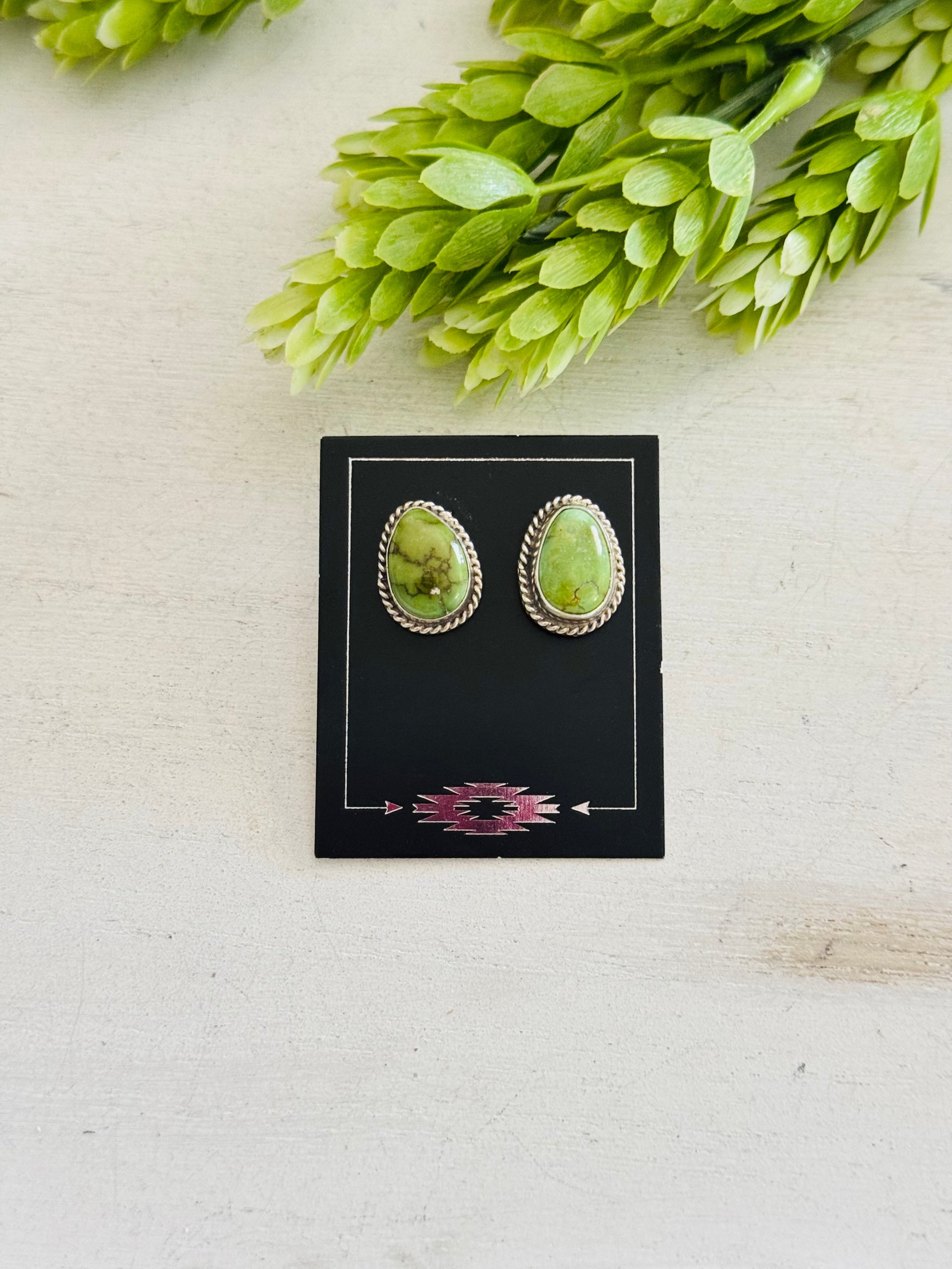 Navajo Made Sonoran Mountain Turquoise & Sterling Silver Post Earrings