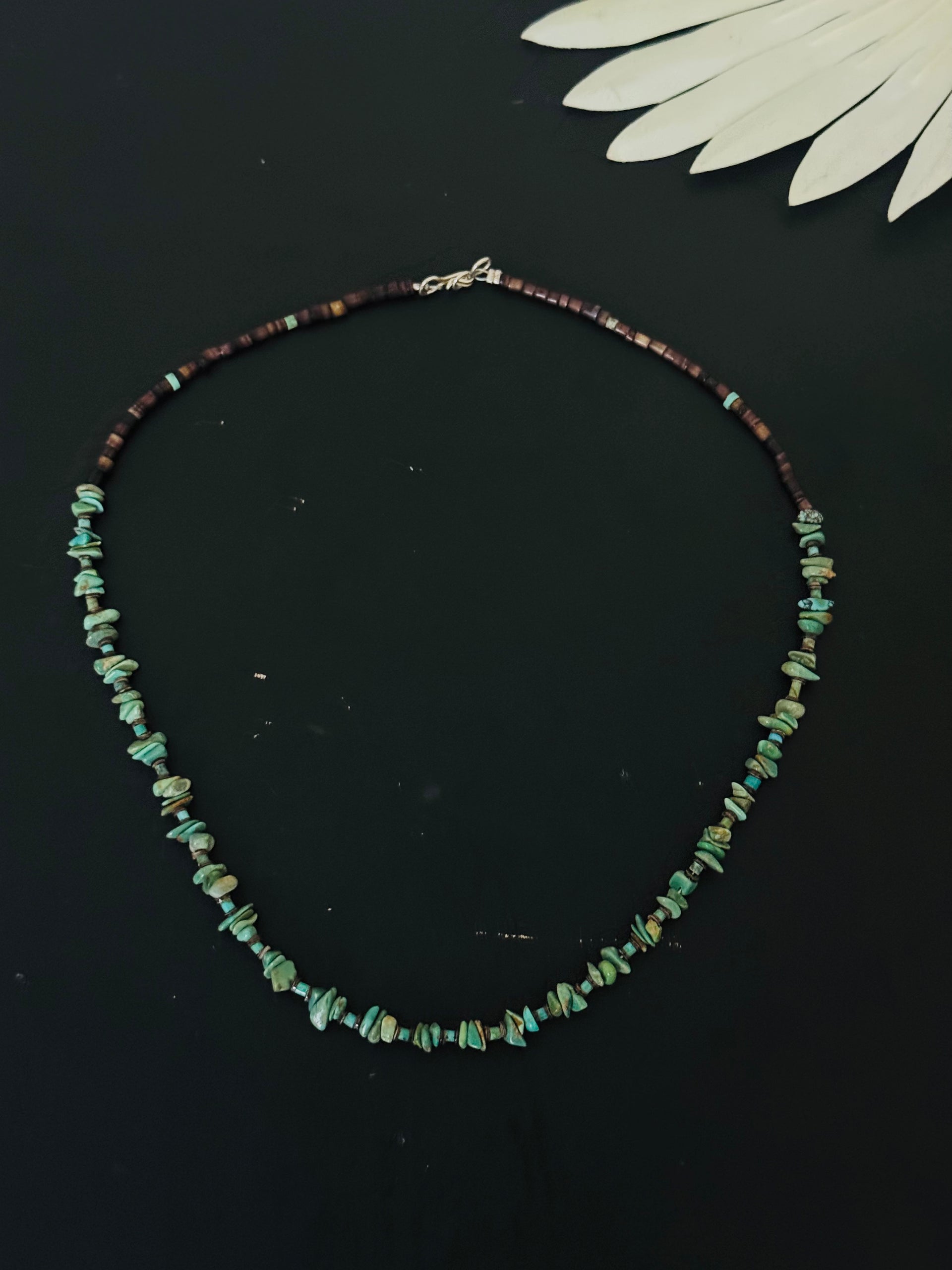 Navajo Strung Kingman Turquoise & Sterling Silver Beaded Necklace