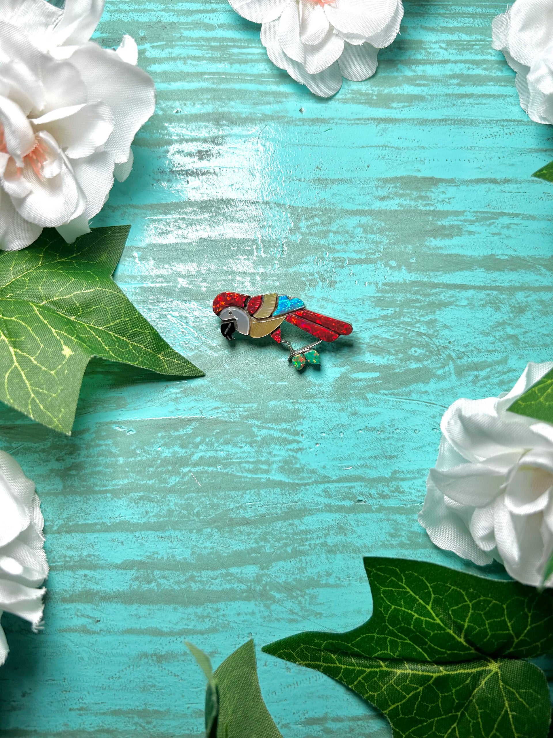 Zuni Made Multi Stone Inlay & Sterling Silver Pendant/Pin