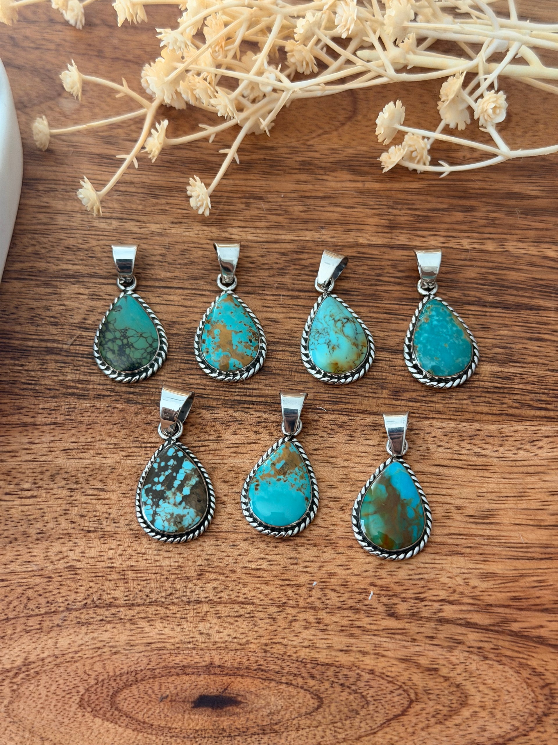 Navajo Made Kingman Turquoise & Sterling Silver Pendant