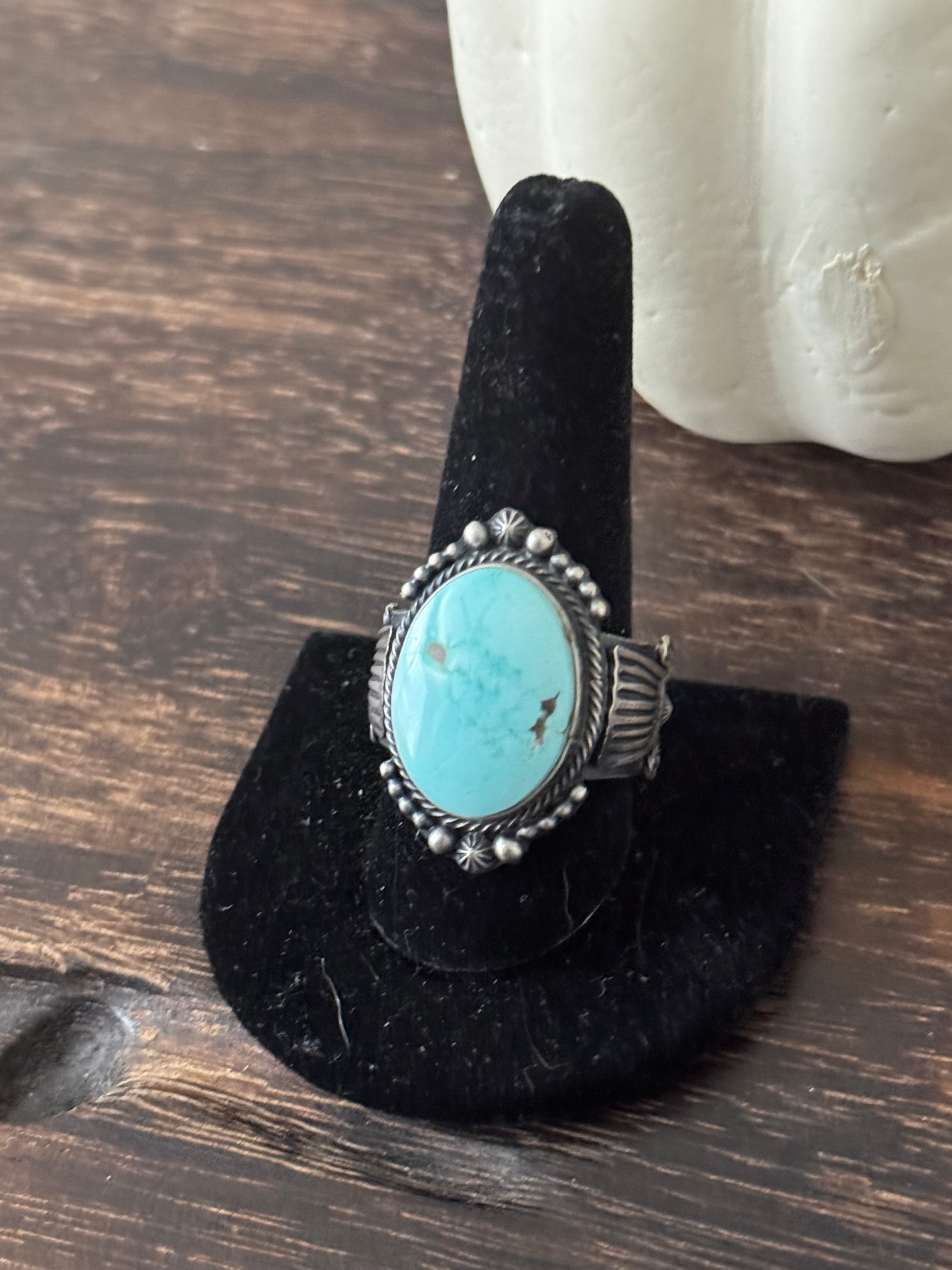 Sheila Tso Sonoran Mountain Turquoise Sterling Silver Ring Size 11