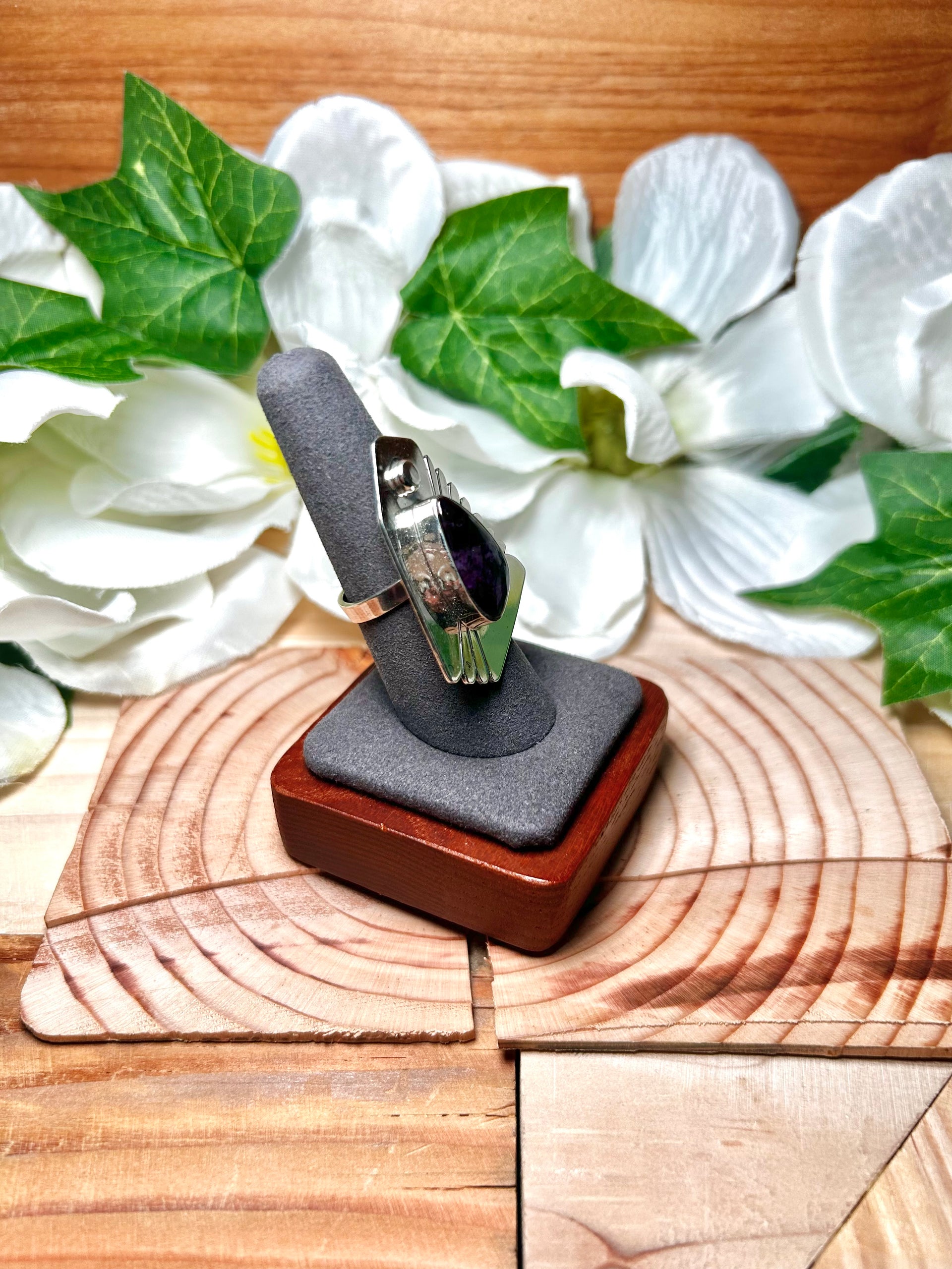 Navajo Made Sugilite & Sterling Silver Adjustable Ring