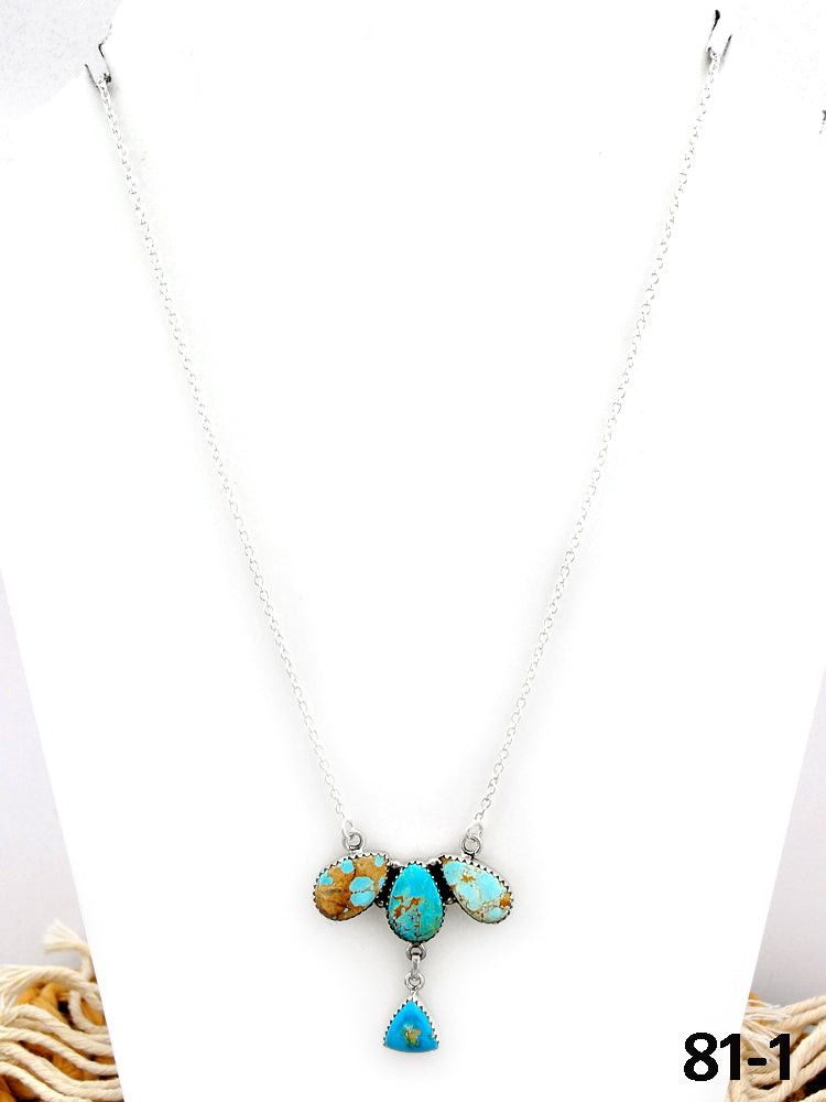 Southwest Made Ribbon Royston Turquoise & Sterling Silver Necklace
