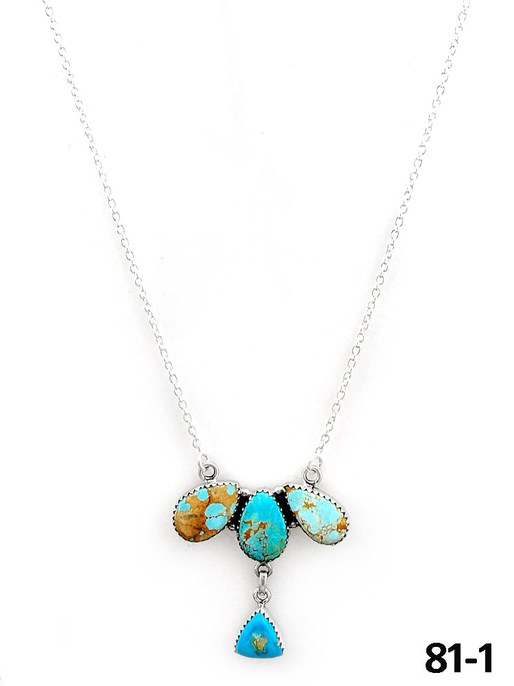 Southwest Made Ribbon Royston Turquoise & Sterling Silver Necklace