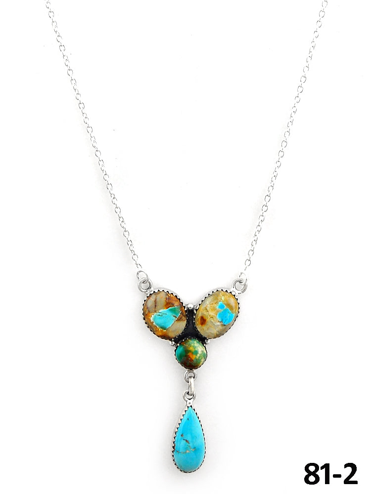 Southwest Made Ribbon Royston Turquoise & Sterling Silver Necklace