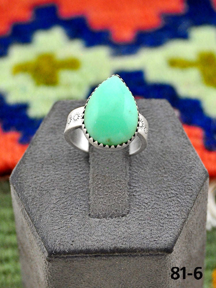 Southwest Handmade Paloma Turquoise & Sterling Silver Adjustable Ring