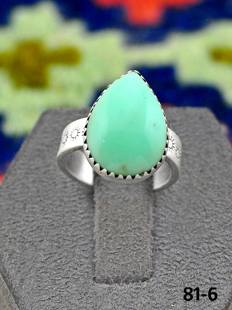 Southwest Handmade Paloma Turquoise & Sterling Silver Adjustable Ring
