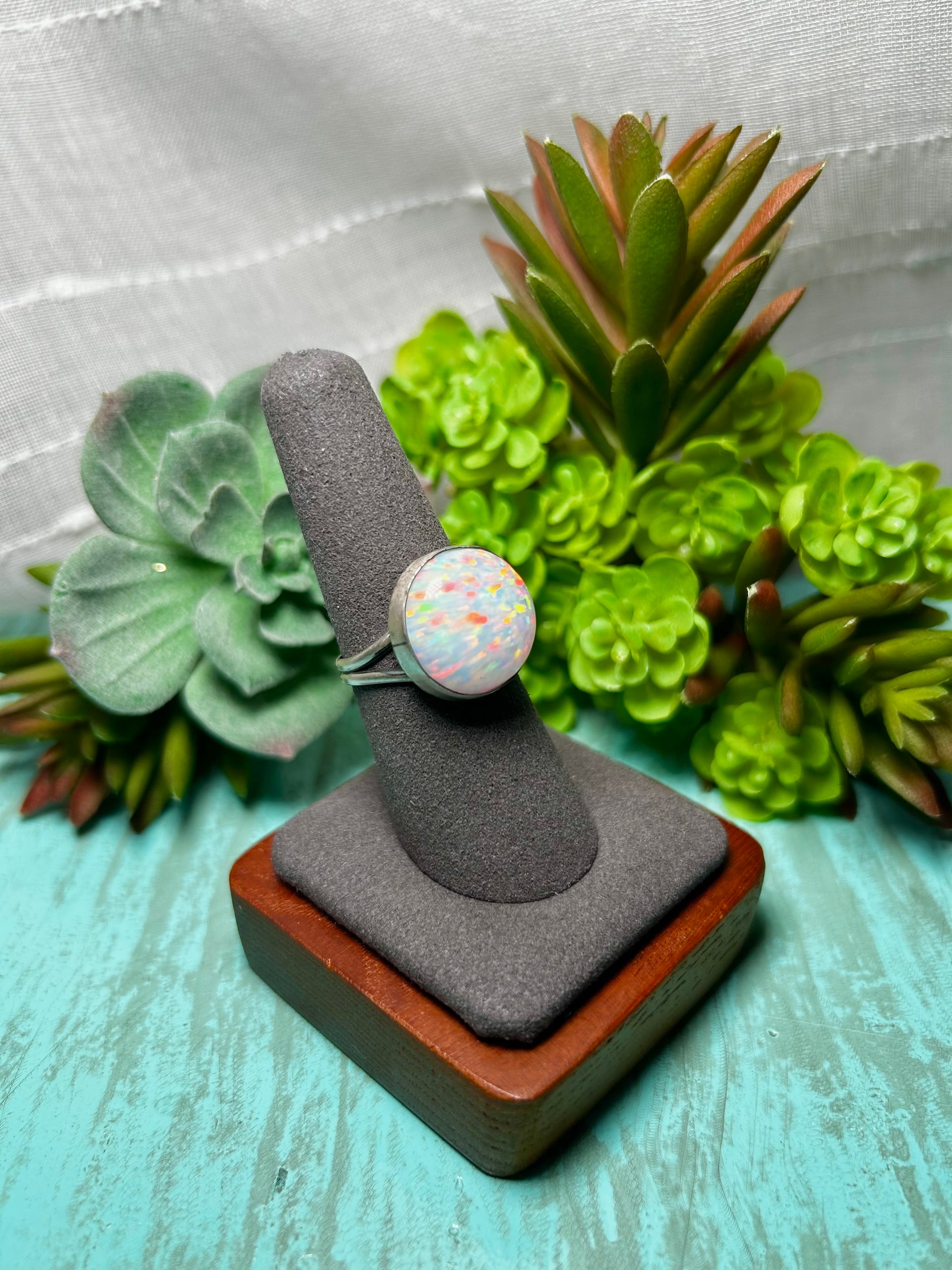 Navajo Made Opal & Sterling Sliver  Ring Size 7.75