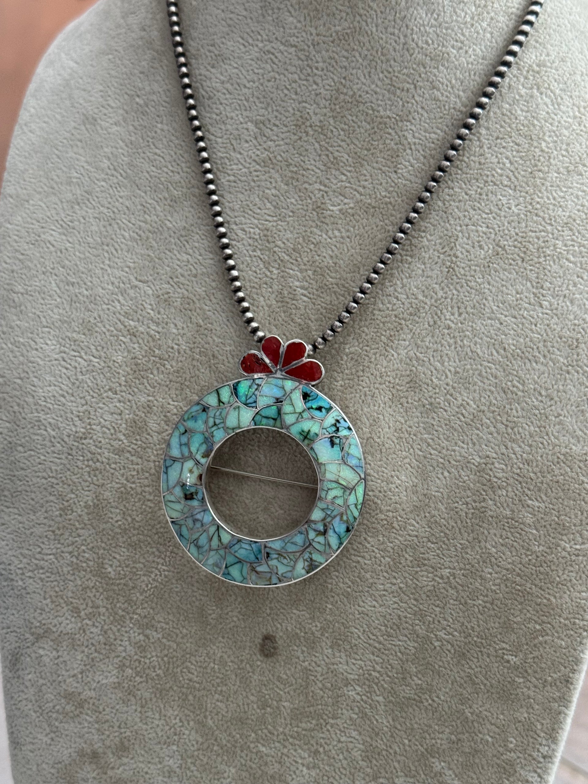 Carmichael Haloo Multi Stone & Sterling Silver Inlay Pendant/Pin