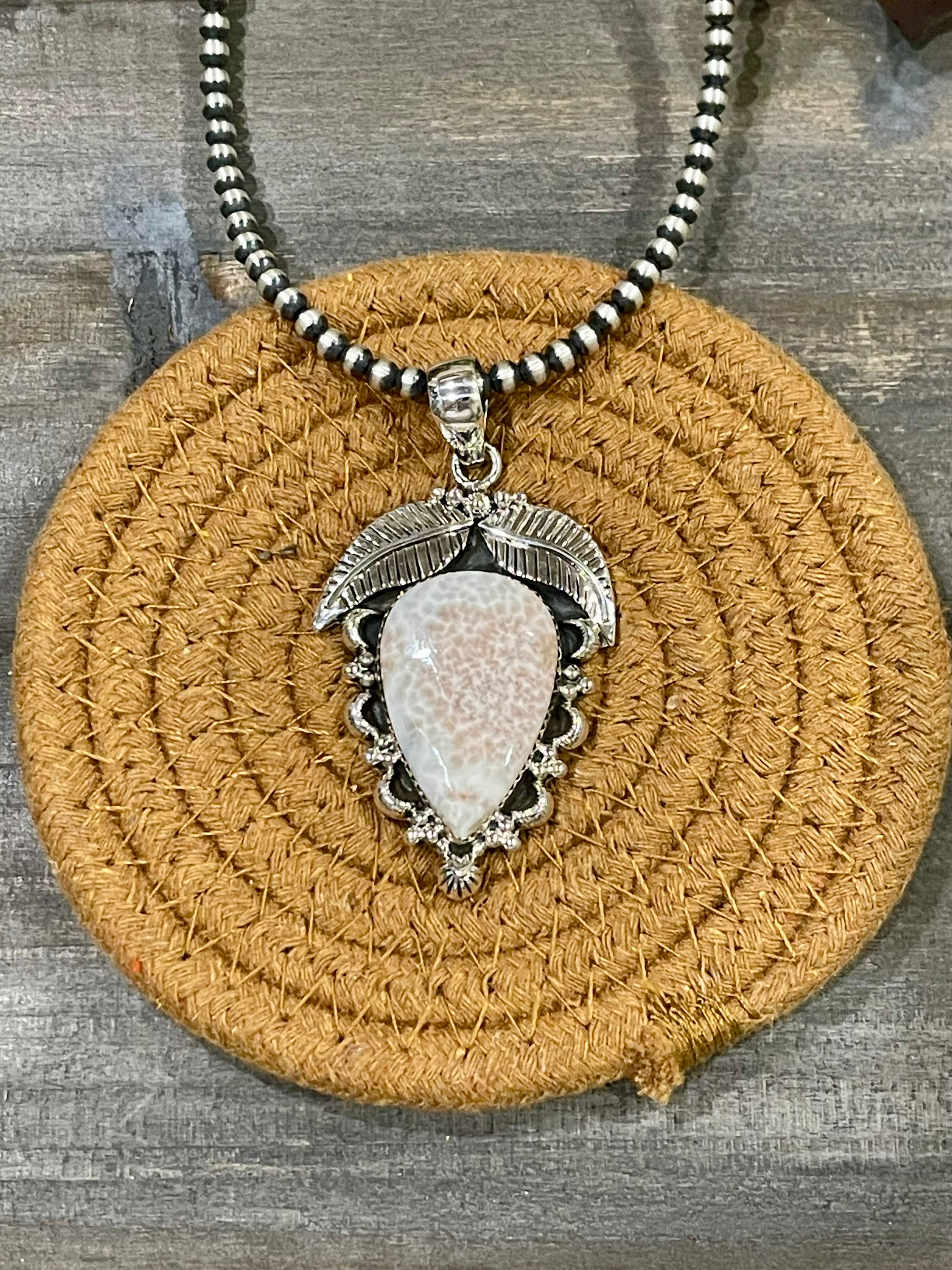 Southwest Handmade Pink Larimar & Sterling Silver Pendant